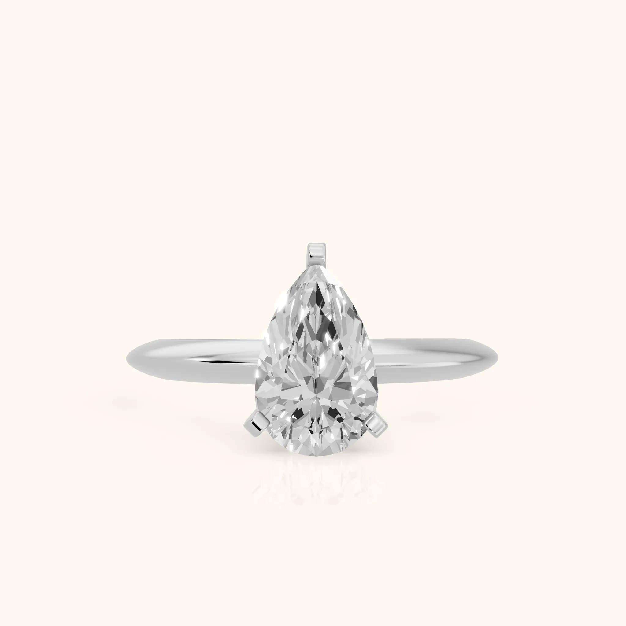 Amira Six-Prong Solitaire Pear Diamond Engagement Ring in Silver — view 1