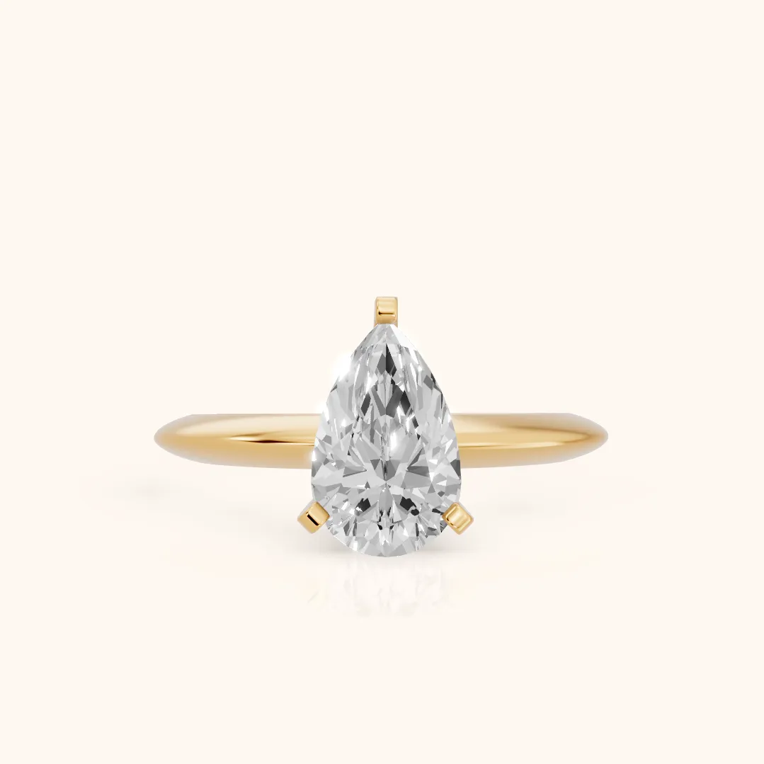Amira Six-Prong Solitaire Pear Diamond Engagement Ring in Yellow Gold — view 2
