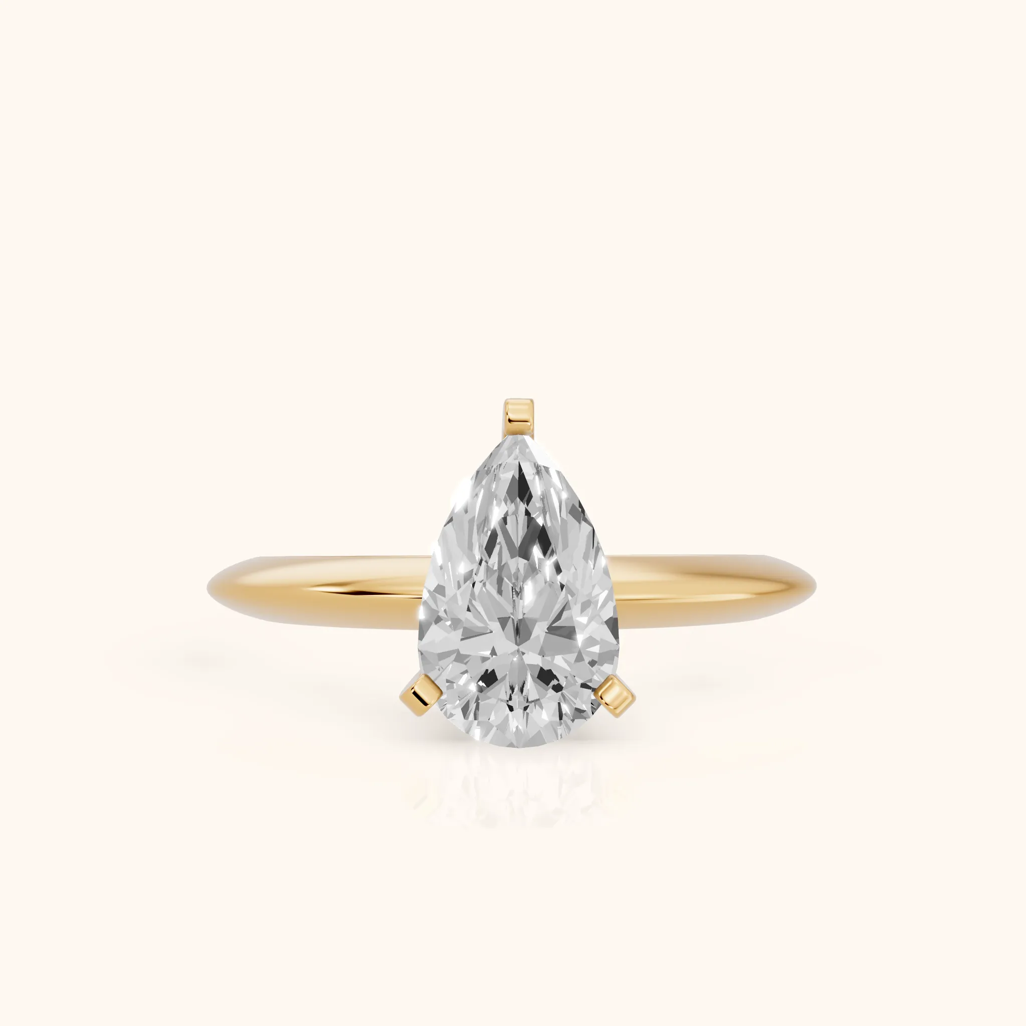 Amira Six-Prong Solitaire Pear Diamond Engagement Ring in Yellow Gold — view 1