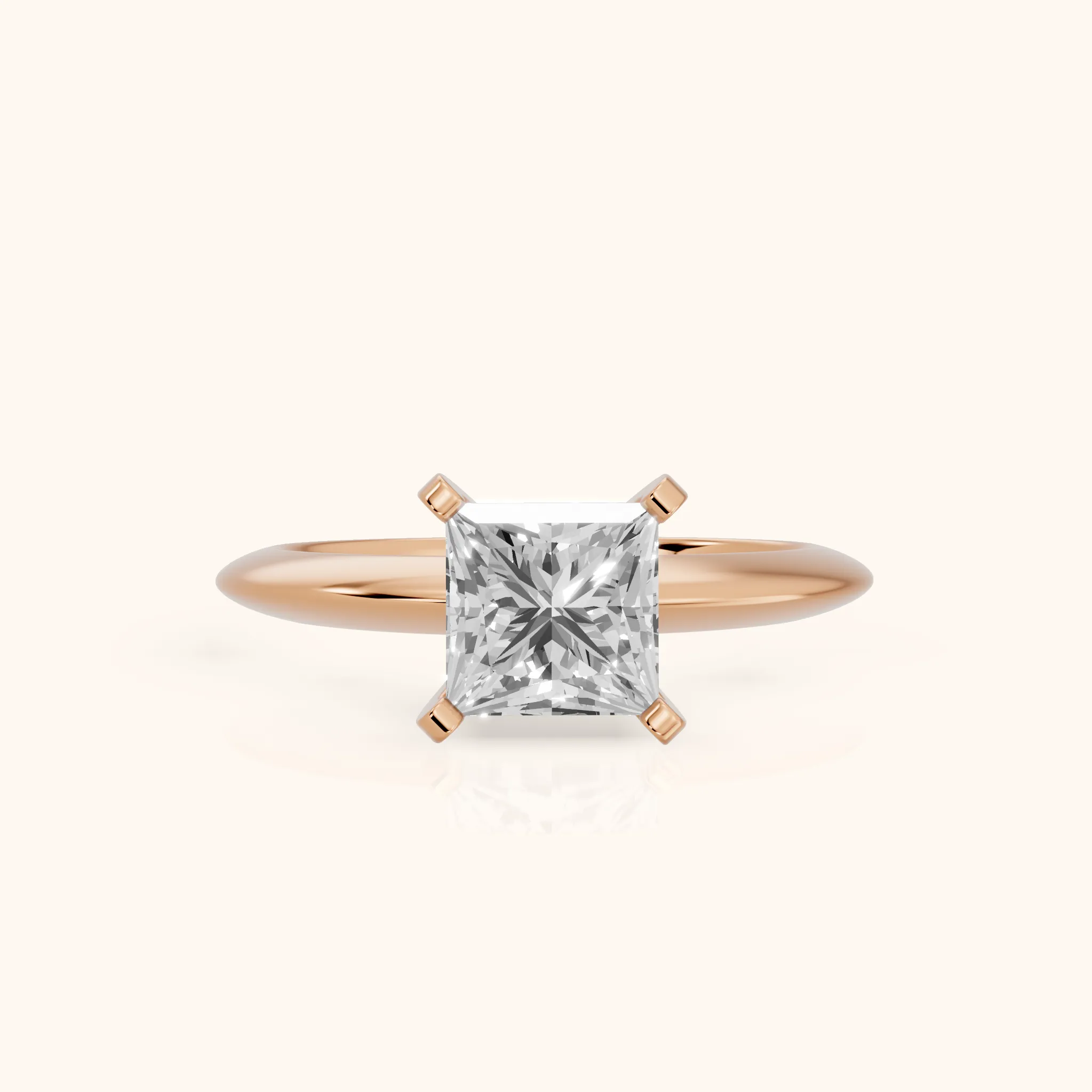Amira Six-Prong Solitaire Princess Diamond Engagement Ring in Rose Gold — view 1