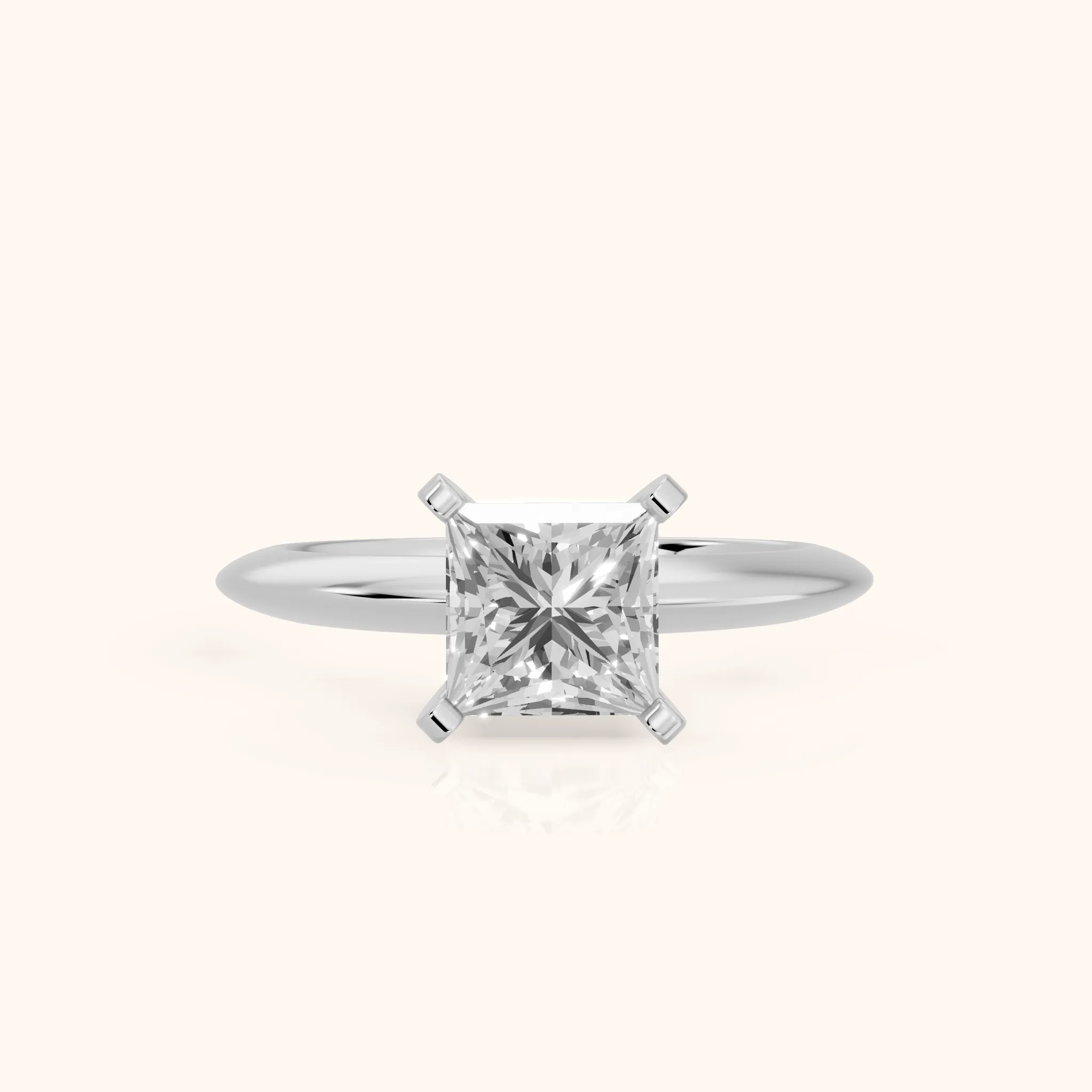 Amira Six-Prong Solitaire Princess Diamond Engagement Ring in Silver — view 1
