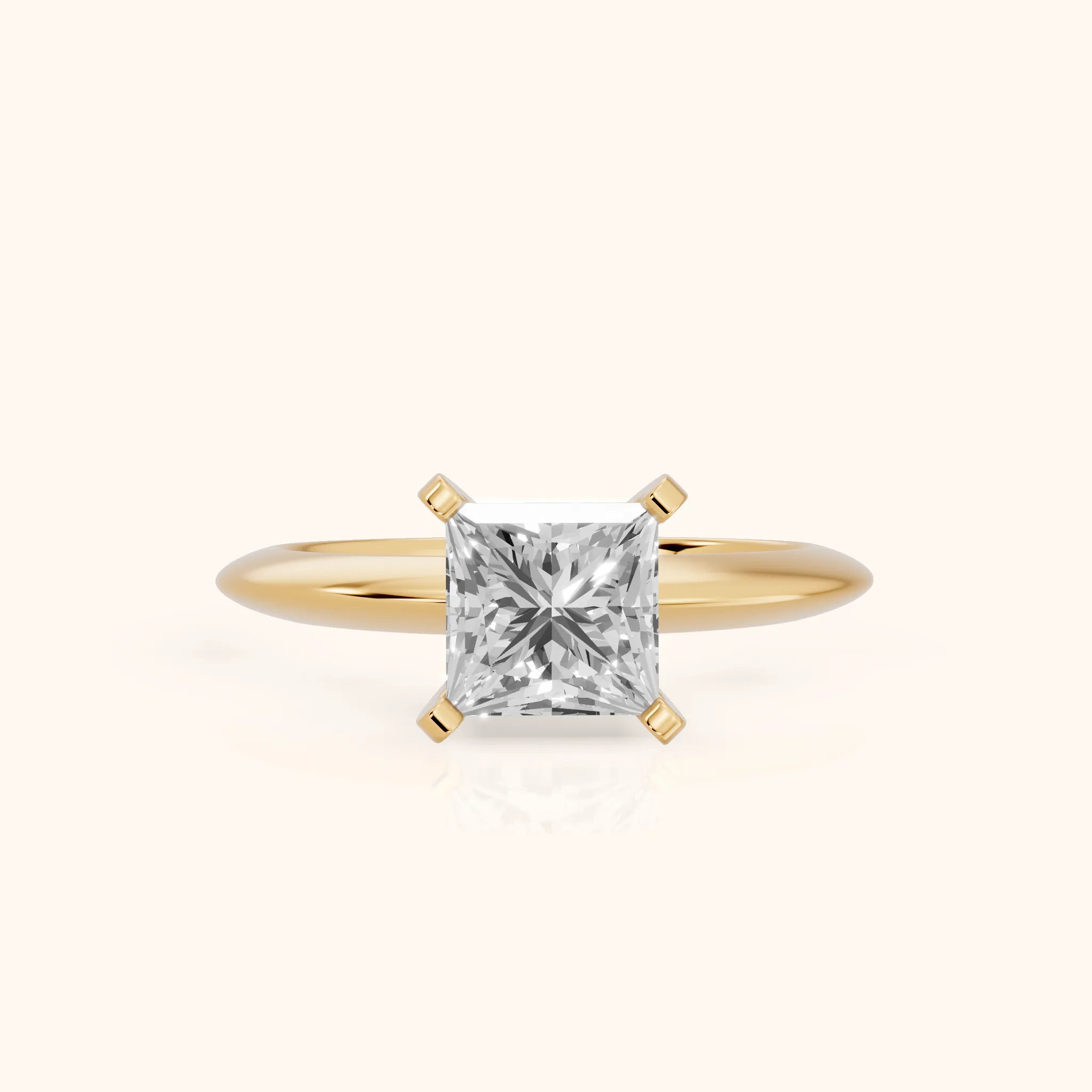 Amira Six-Prong Solitaire Princess Diamond Engagement Ring in Yellow Gold — view 1