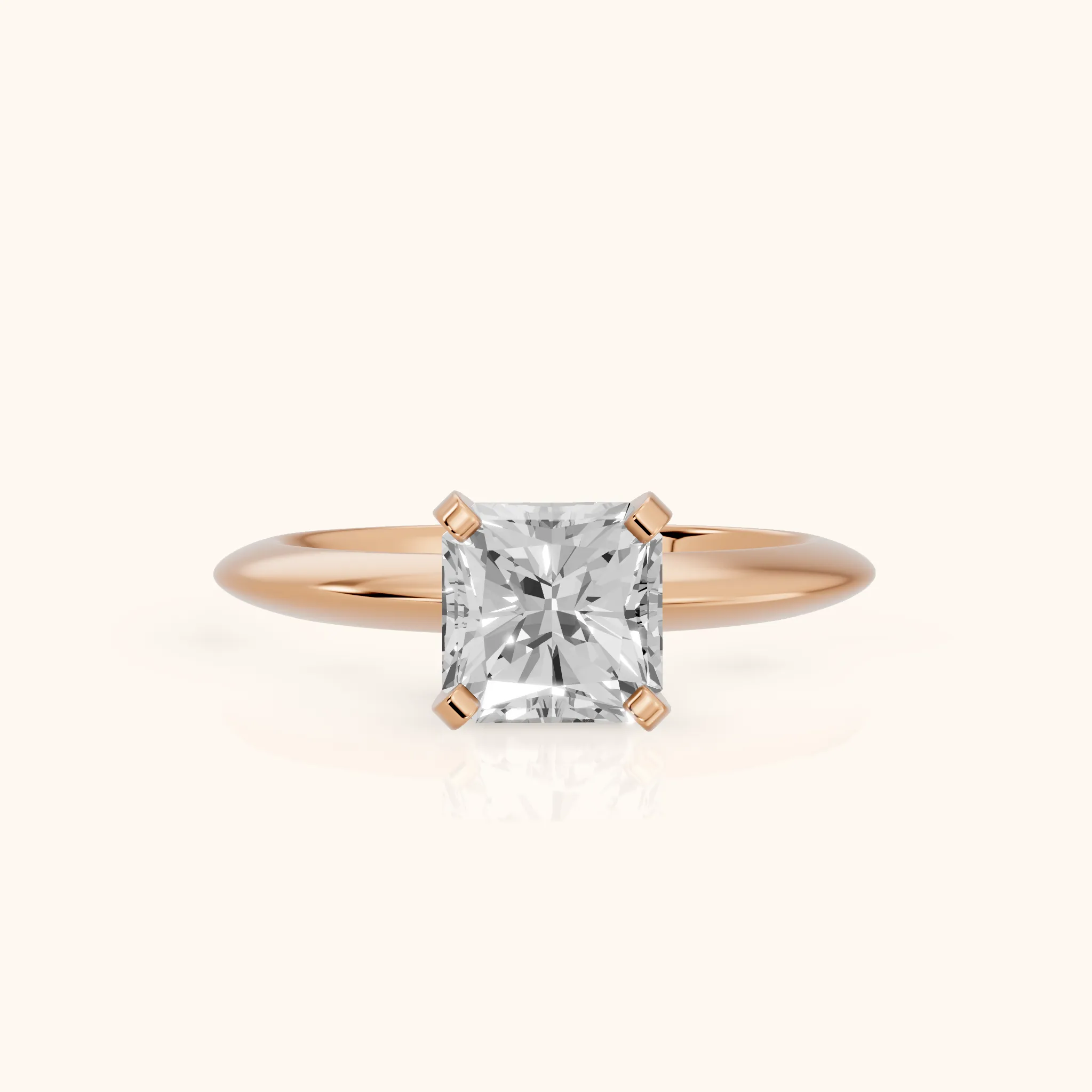 Amira Six-Prong Solitaire Radiant Diamond Engagement Ring in Rose Gold — view 1