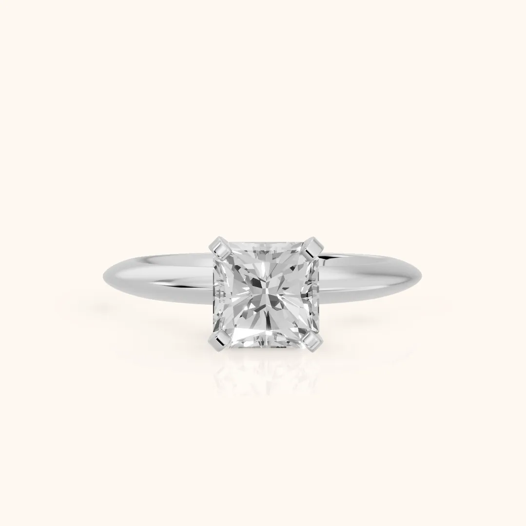 Amira Six-Prong Solitaire Radiant Diamond Engagement Ring in Silver — view 2