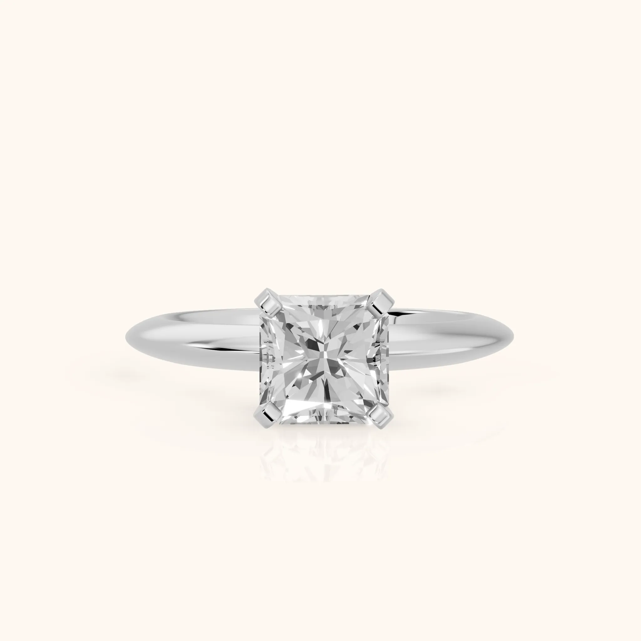 Amira Six-Prong Solitaire Radiant Diamond Engagement Ring in Silver — view 1