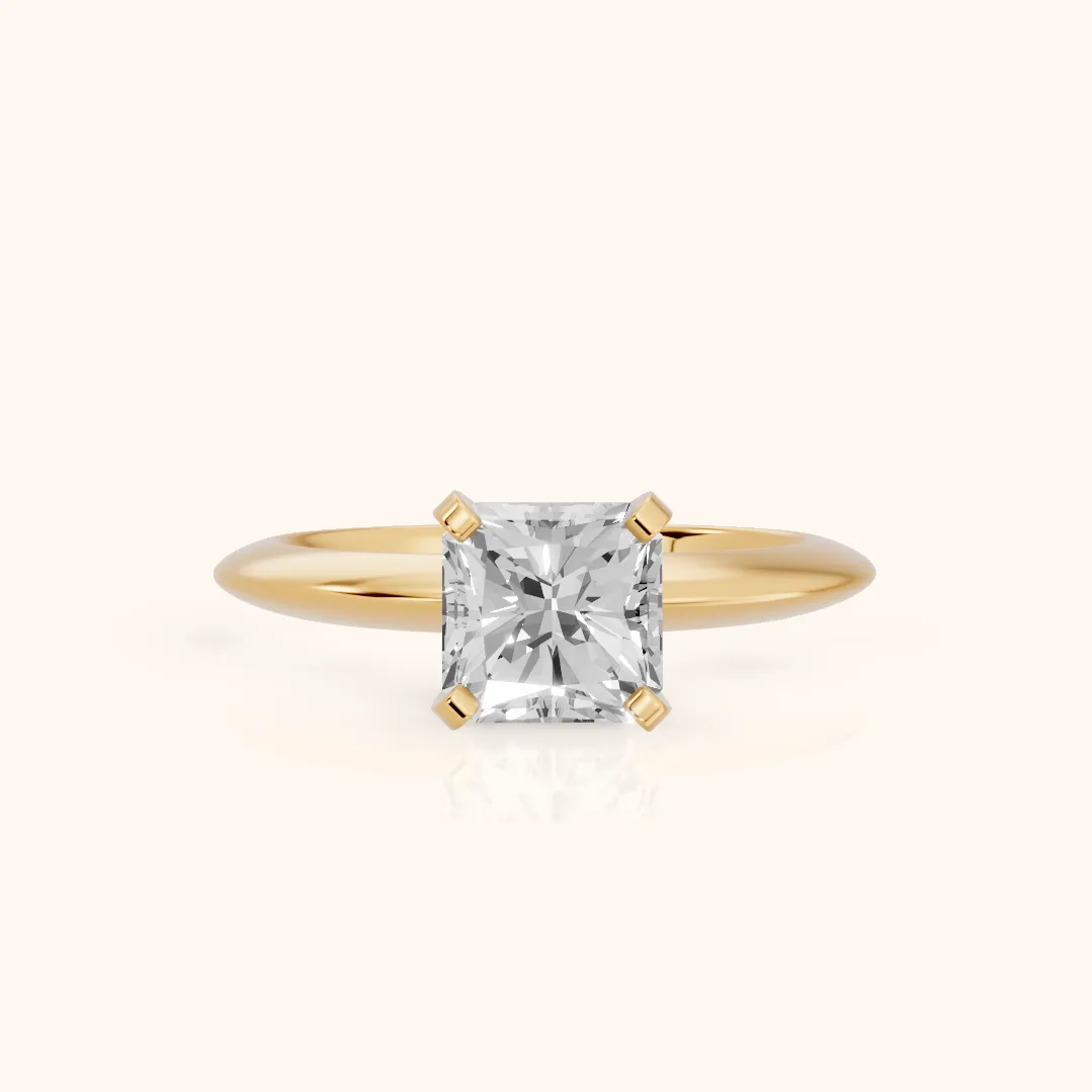 Amira Six-Prong Solitaire Radiant Diamond Engagement Ring in Yellow Gold — view 2