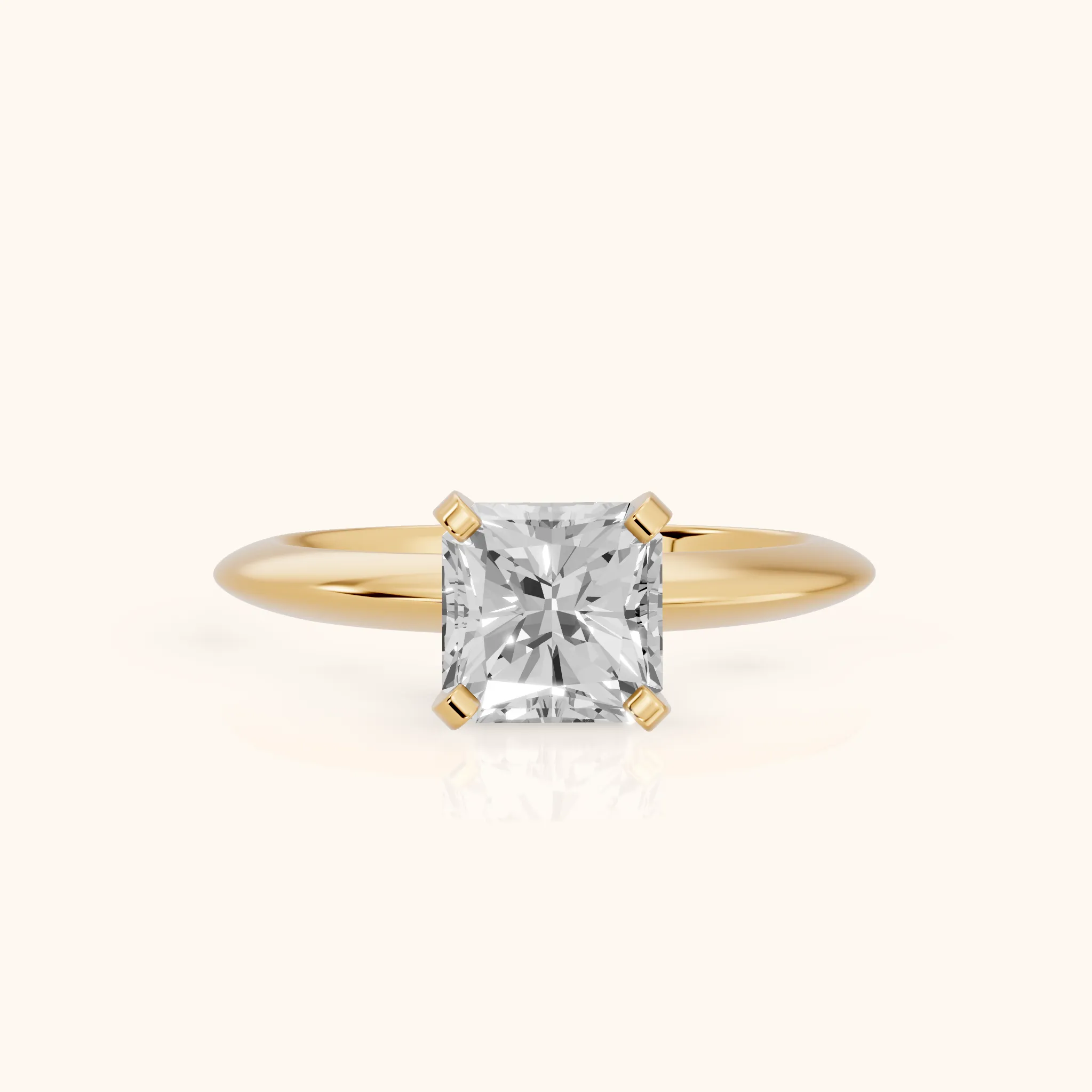 Amira Six-Prong Solitaire Radiant Diamond Engagement Ring in Yellow Gold — view 1