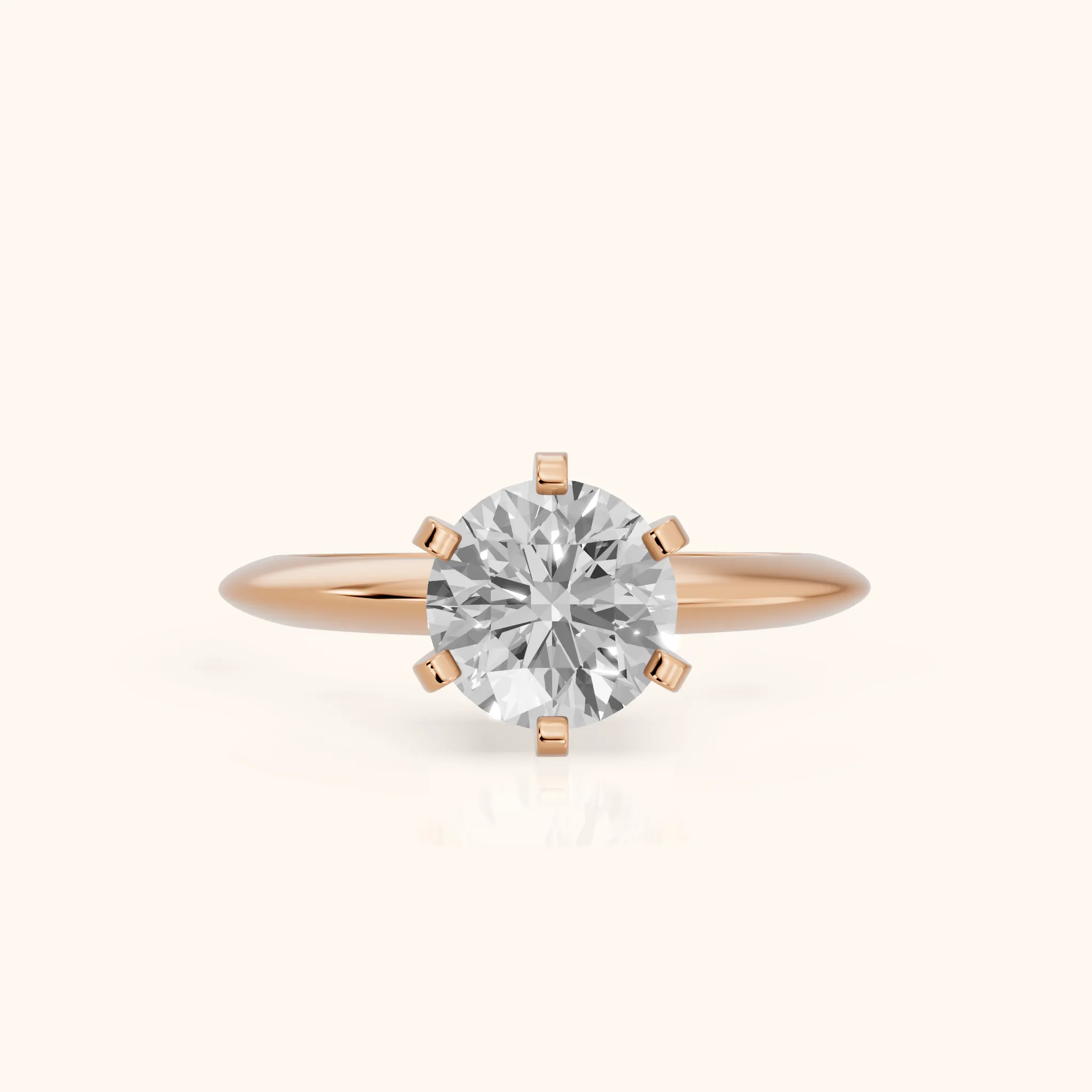 Amira Six-Prong Solitaire Round Diamond Engagement Ring in Rose Gold — view 1