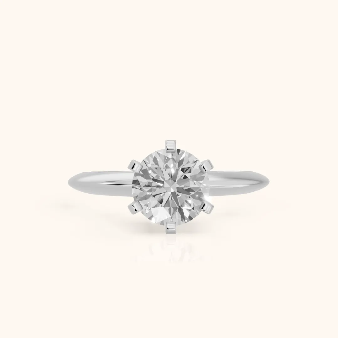 Amira Six-Prong Solitaire Round Diamond Engagement Ring in Platinum — view 2