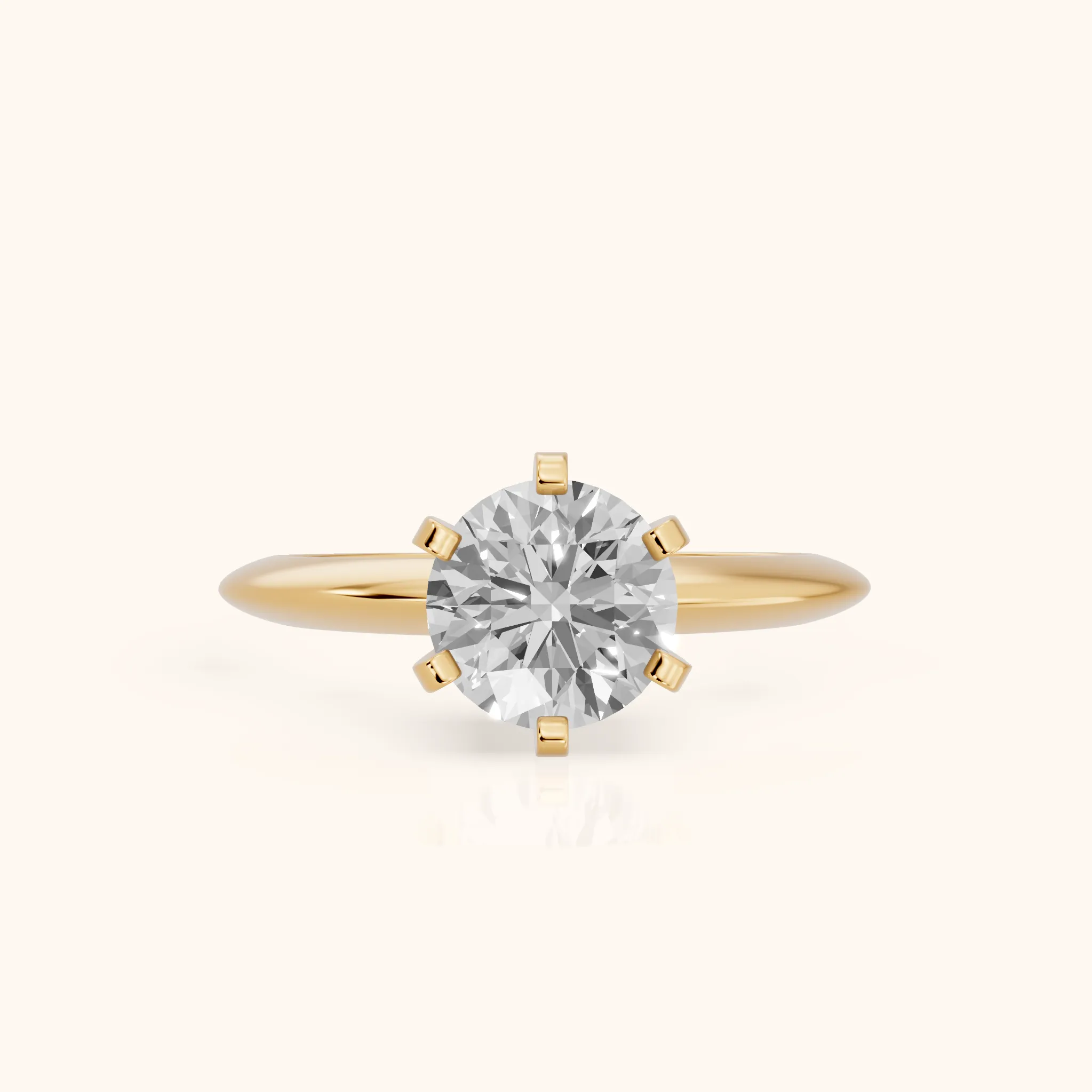 Amira Six-Prong Solitaire Round Diamond Engagement Ring in Yellow Gold — view 1