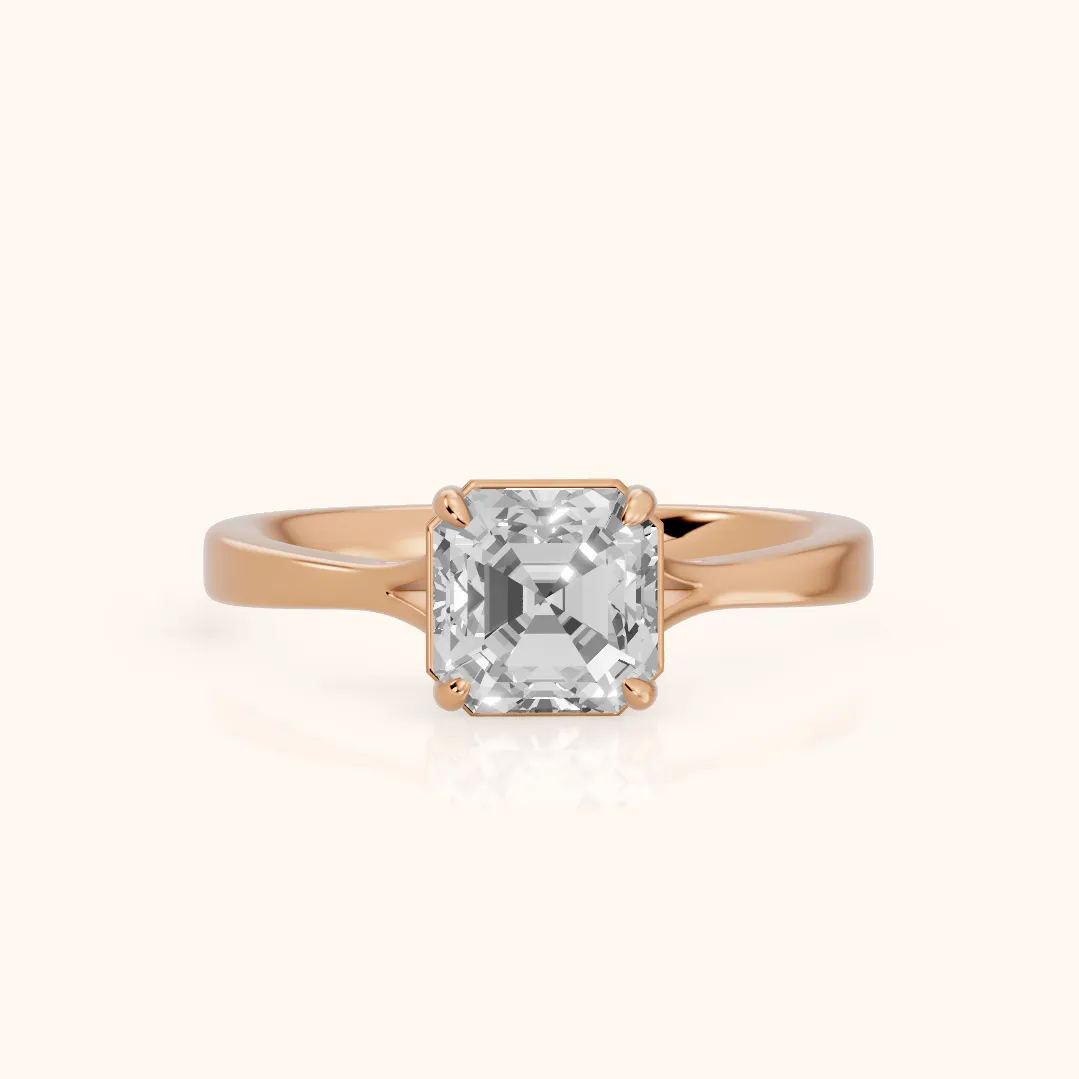 Anais Trellis Solitaire Asscher Diamond Engagement Ring in Rose Gold — view 2