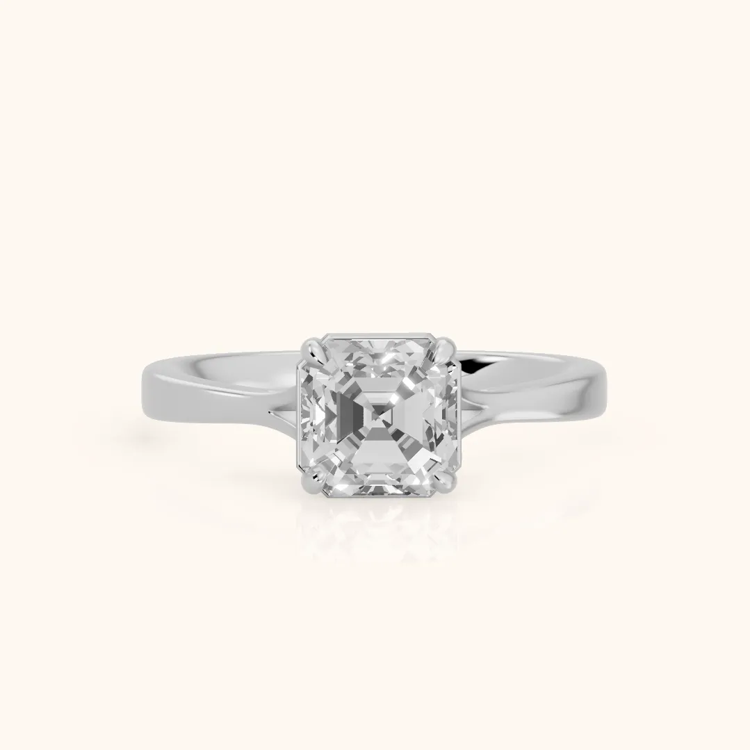Anais Trellis Solitaire Asscher Diamond Engagement Ring in Platinum — view 2