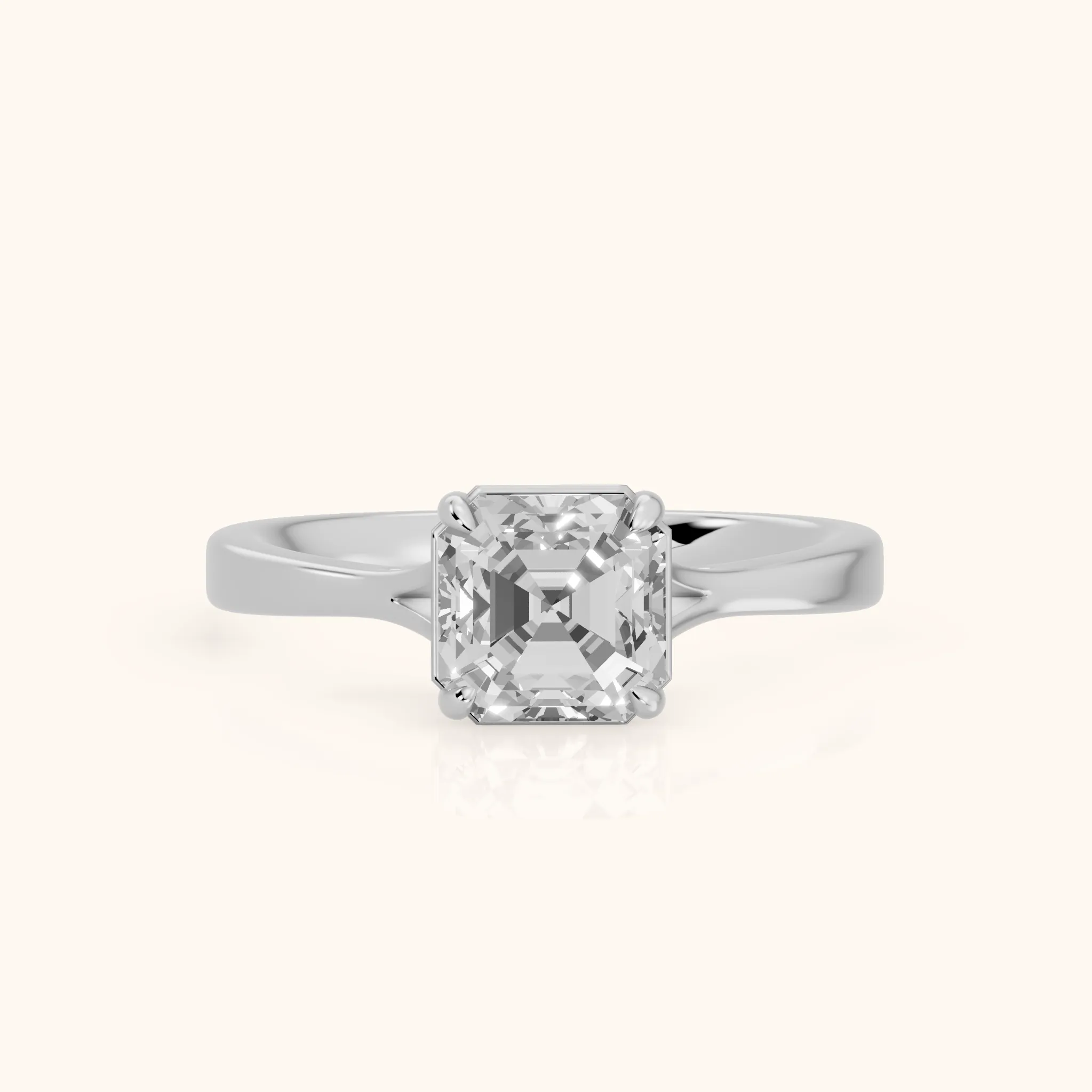 Anais Trellis Solitaire Asscher Diamond Engagement Ring in Platinum — view 1