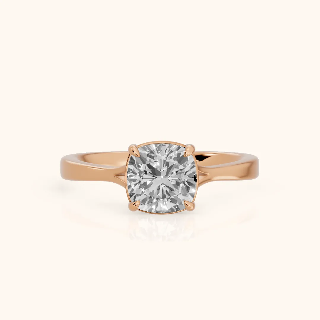 Anais Trellis Solitaire Cushion Diamond Engagement Ring in Rose Gold — view 2