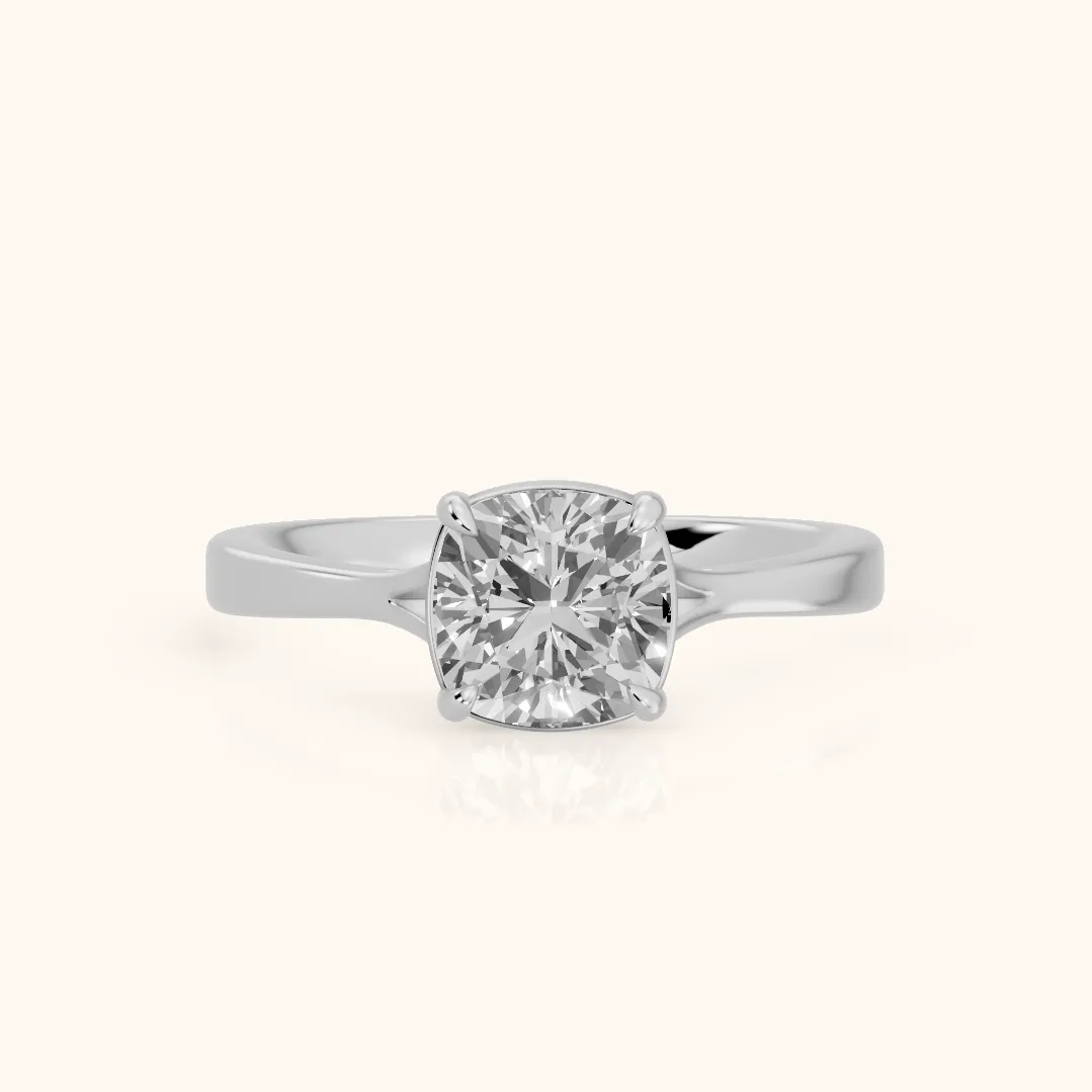 Anais Trellis Solitaire Cushion Diamond Engagement Ring in Platinum — view 2