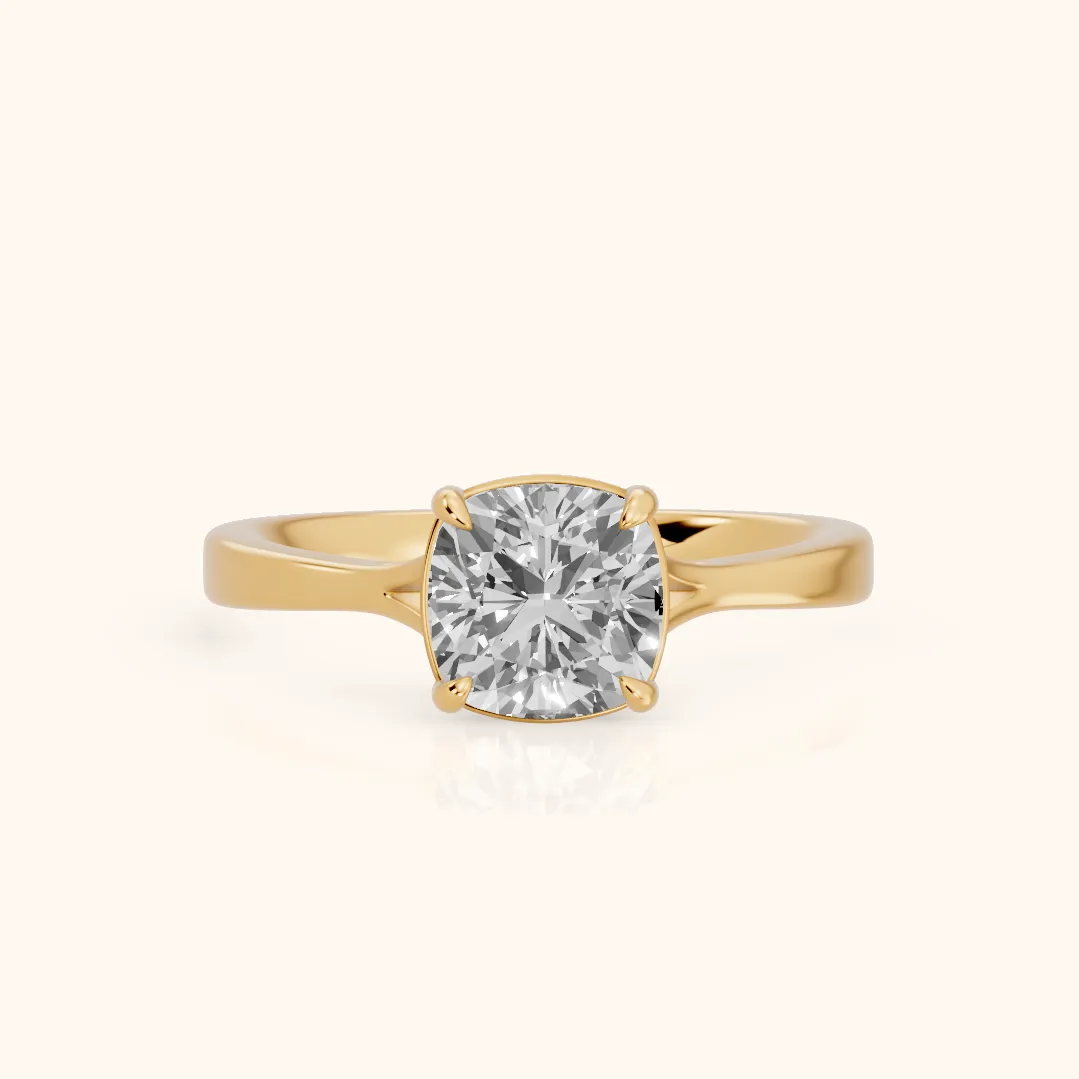 Anais Trellis Solitaire Cushion Diamond Engagement Ring in Yellow Gold — view 2