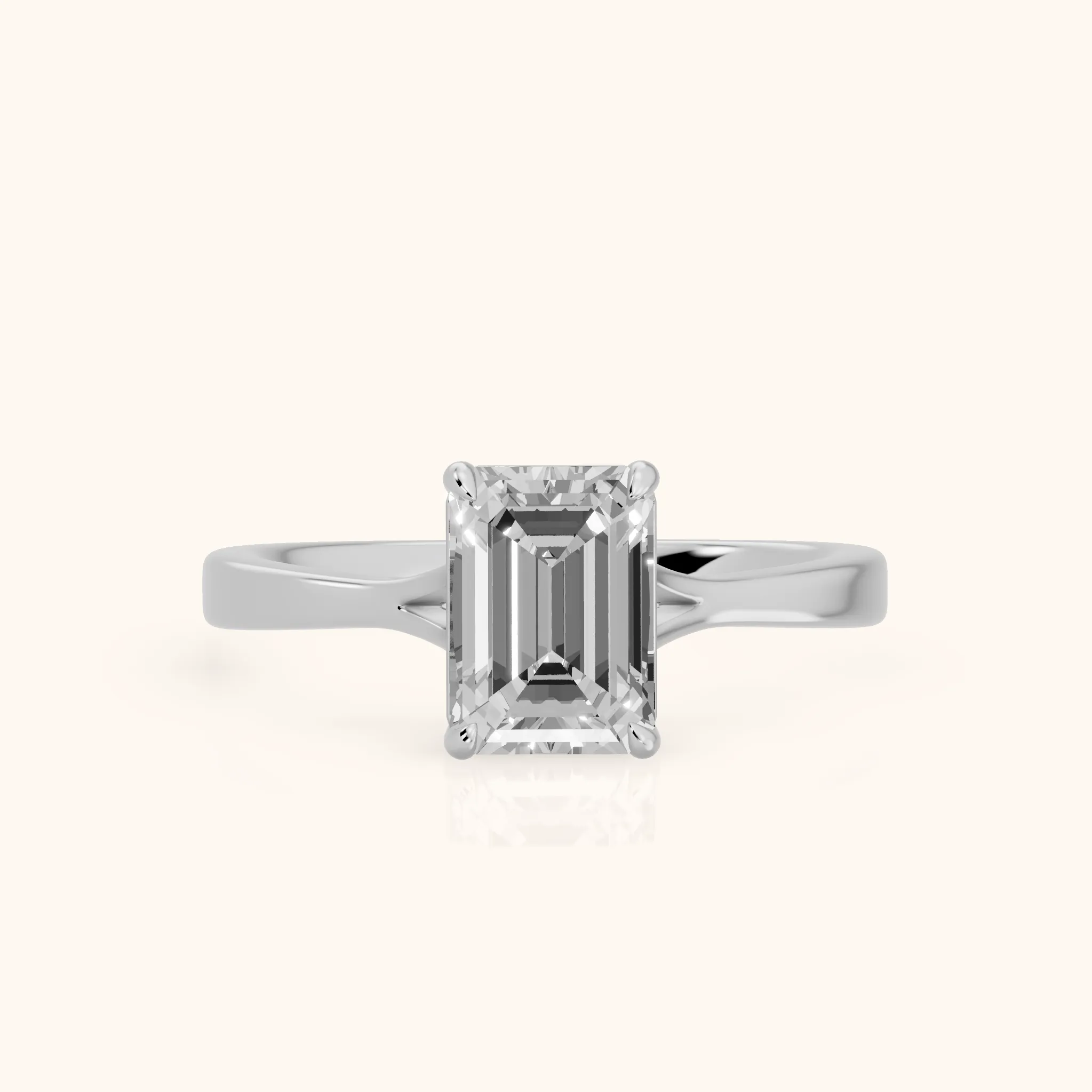 Anais Trellis Solitaire Emerald Diamond Engagement Ring in White Gold — view 1