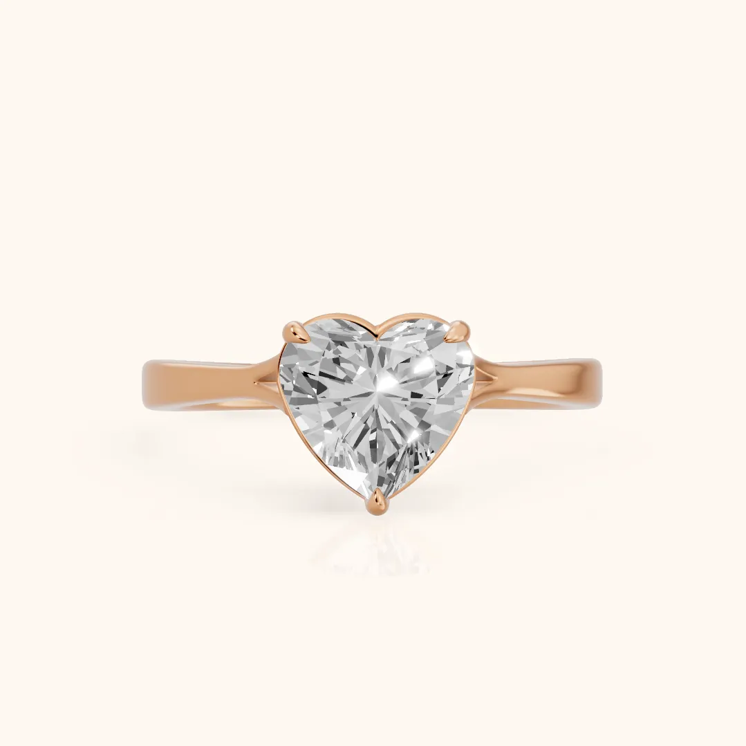 Anais Trellis Solitaire Heart Diamond Engagement Ring in Rose Gold — view 2