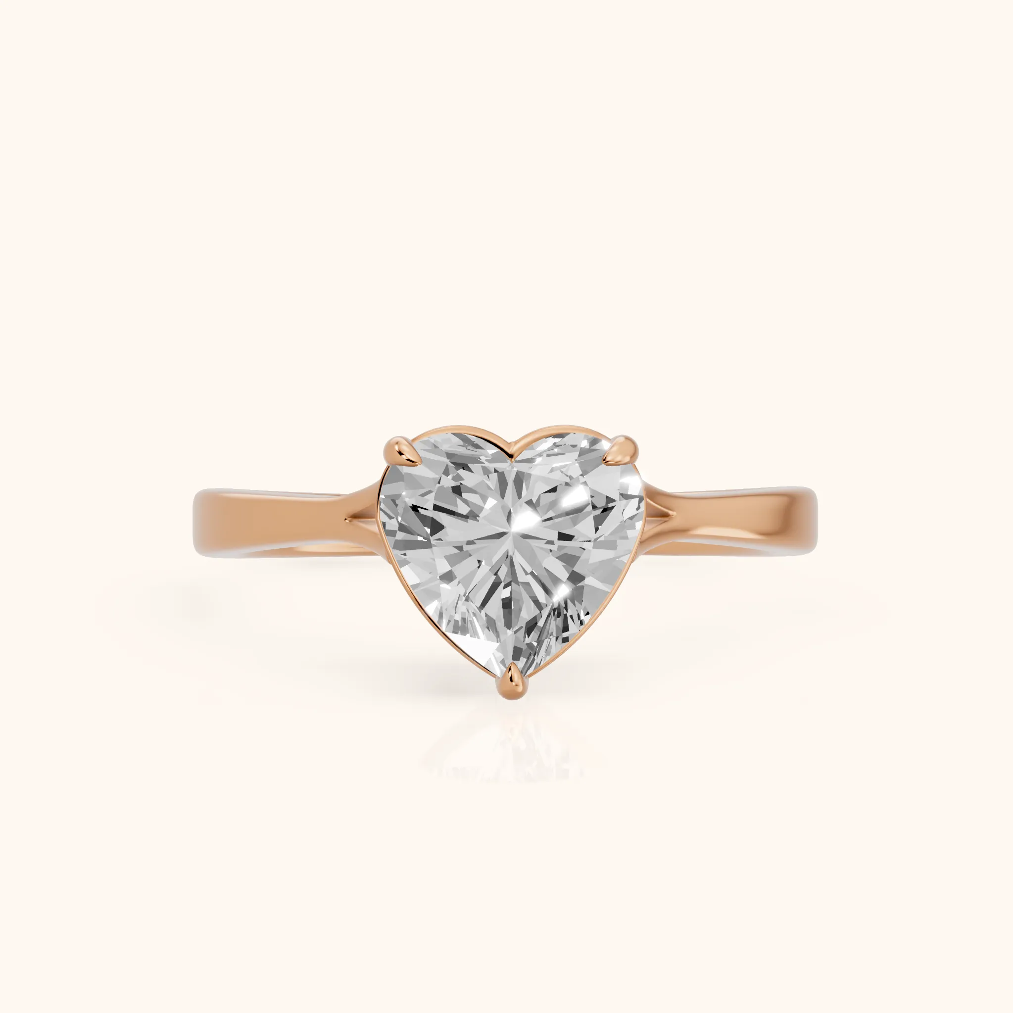 Anais Trellis Solitaire Heart Diamond Engagement Ring in Rose Gold — view 1