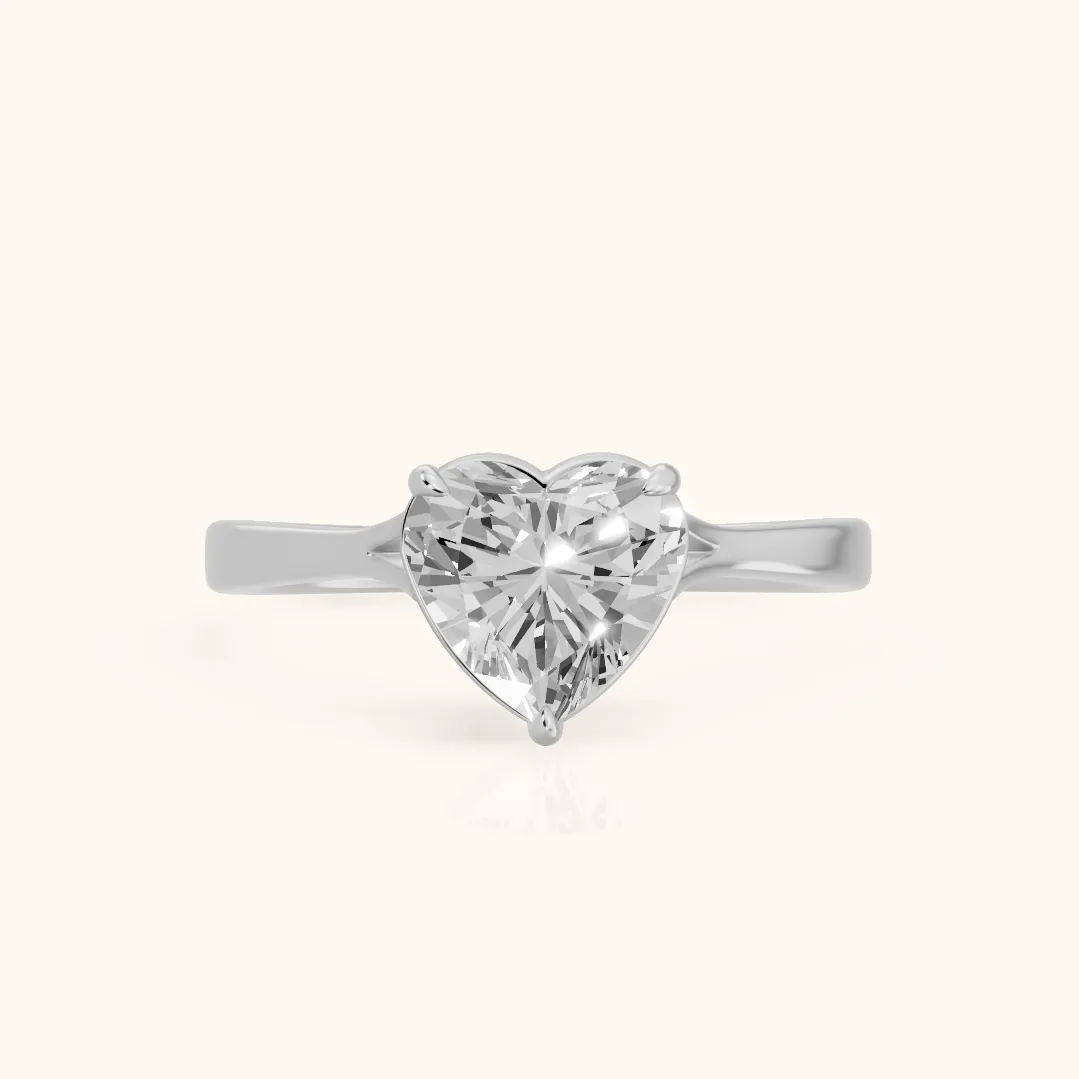 Anais Trellis Solitaire Heart Diamond Engagement Ring in Platinum — view 2