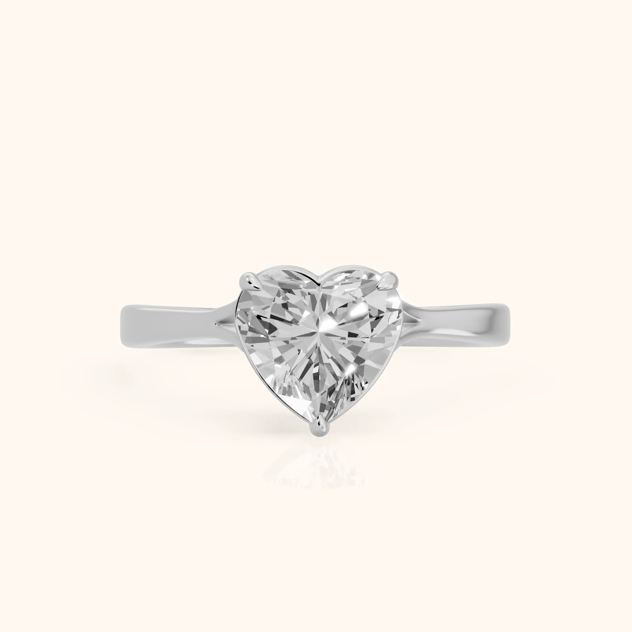 Anais Trellis Solitaire Heart Diamond Engagement Ring in Platinum — view 1