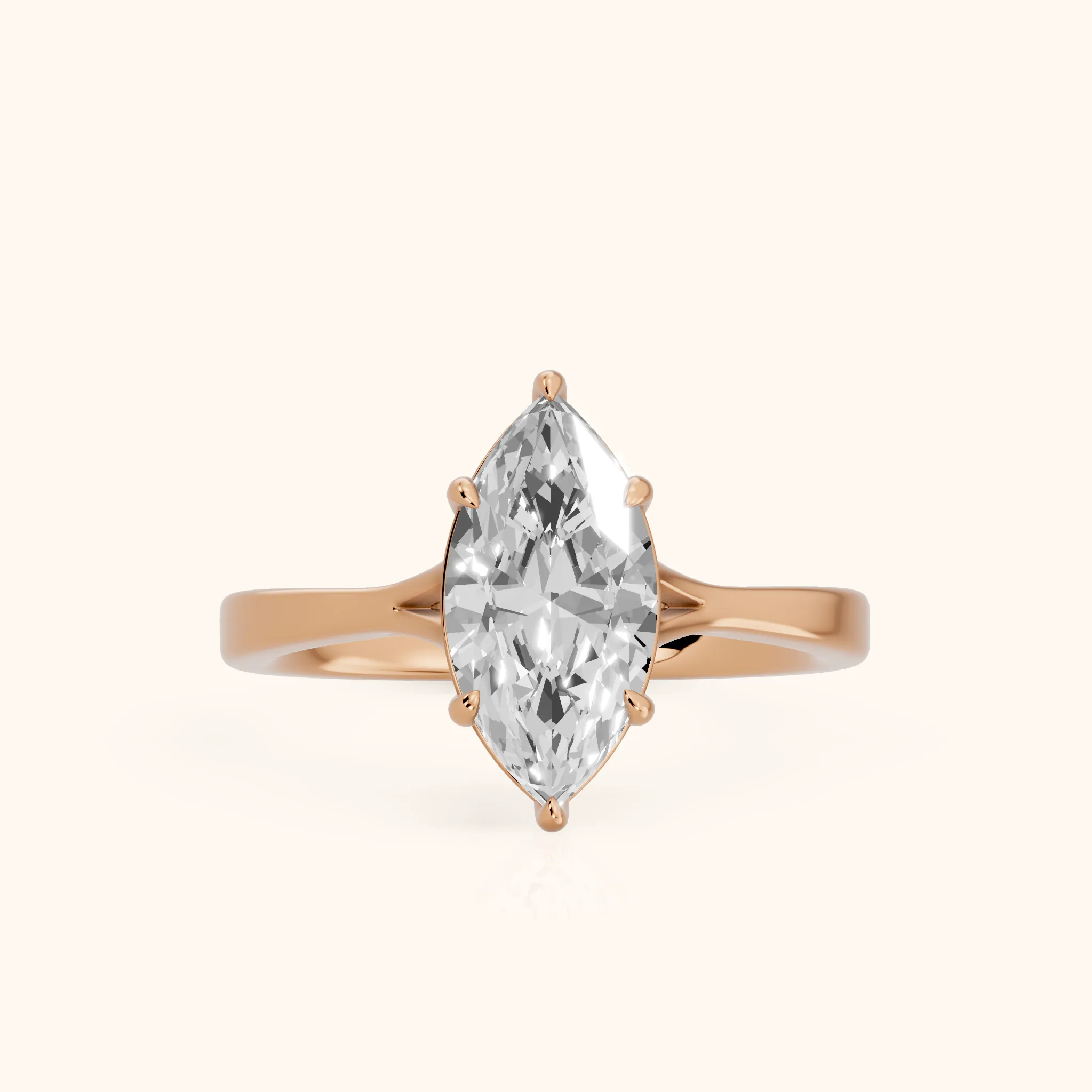 Anais Trellis Solitaire Marquise Diamond Engagement Ring in Rose Gold — view 1