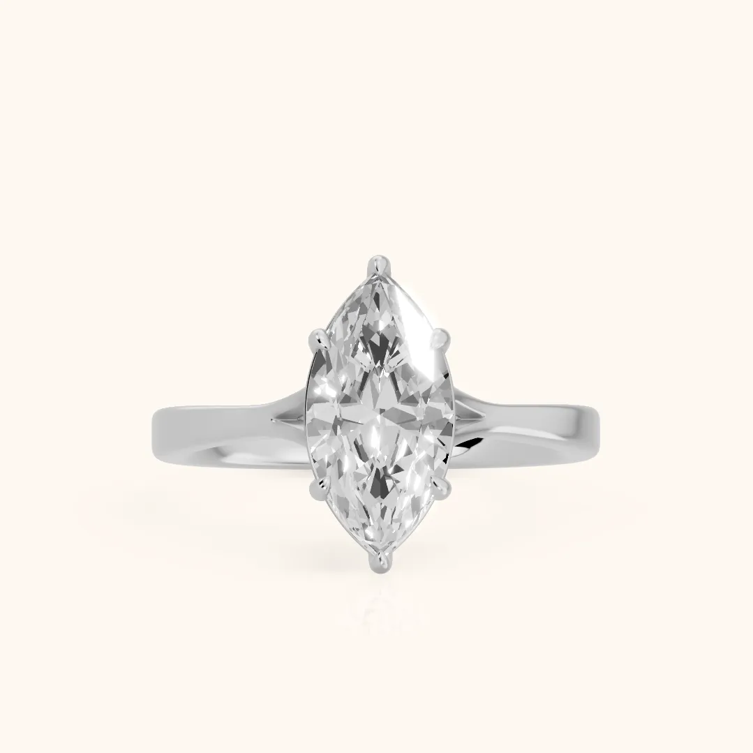 Anais Trellis Solitaire Marquise Diamond Engagement Ring in Silver — view 2