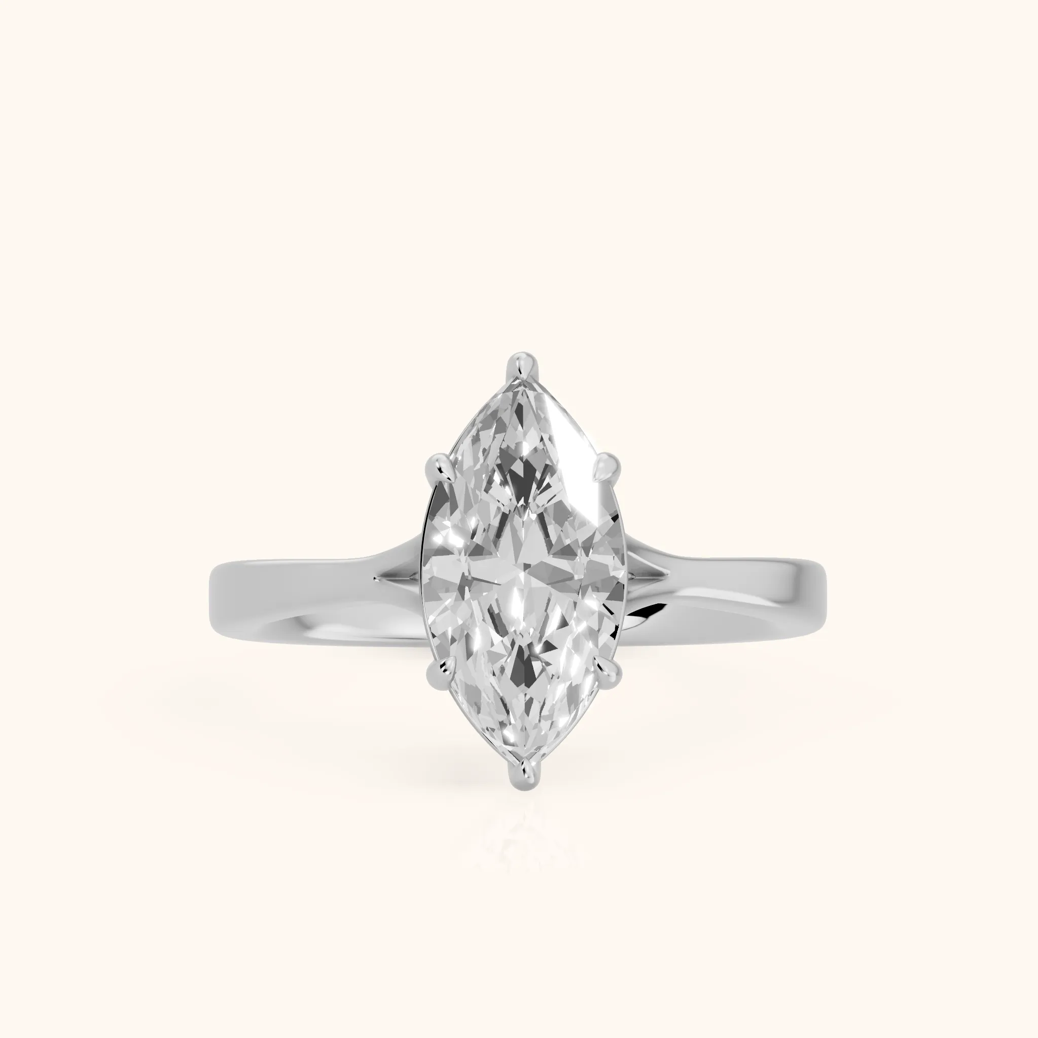 Anais Trellis Solitaire Marquise Diamond Engagement Ring in Silver — view 1