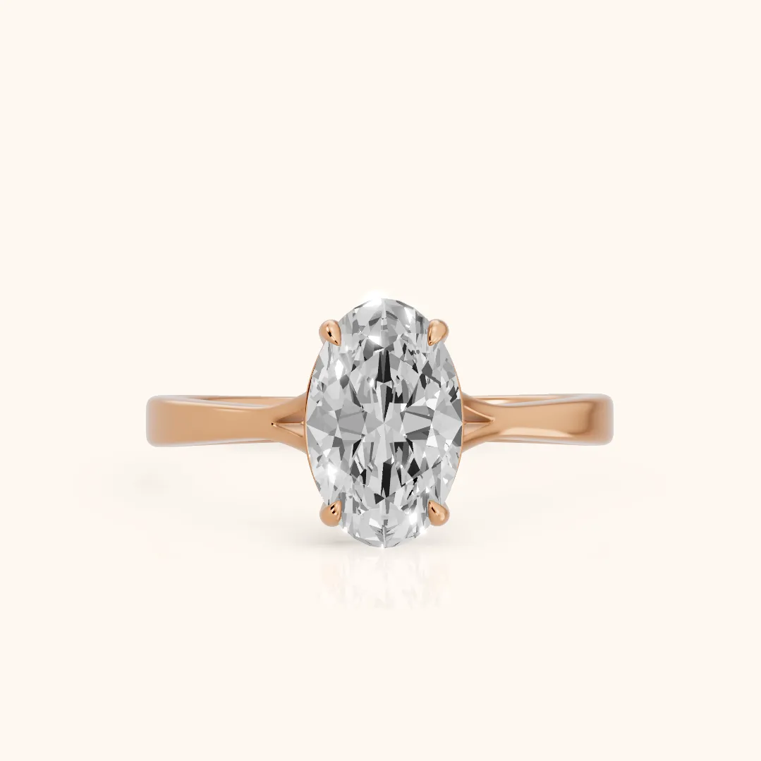 Anais Trellis Solitaire Oval Diamond Engagement Ring in Rose Gold — view 2