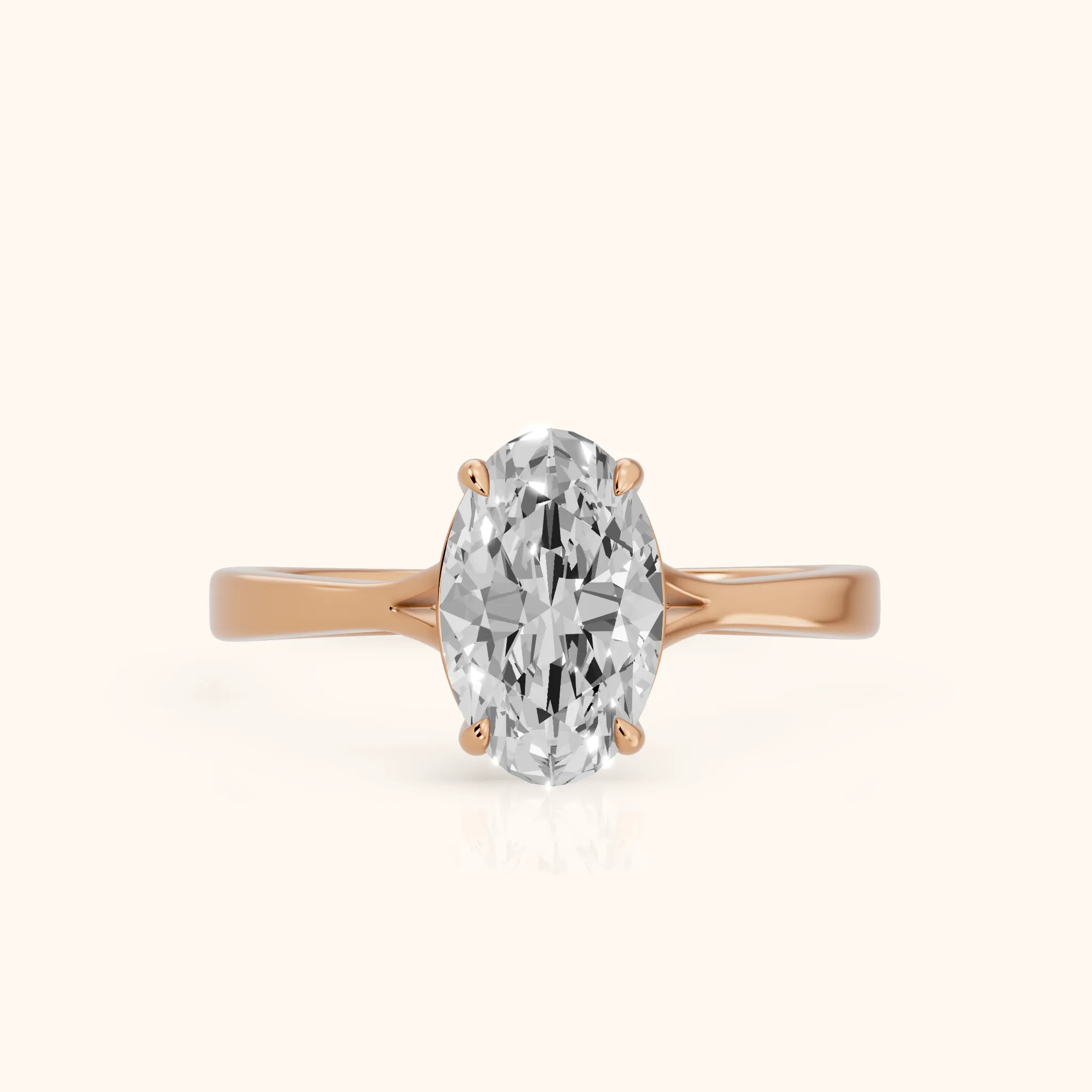 Anais Trellis Solitaire Oval Diamond Engagement Ring in Rose Gold — view 1