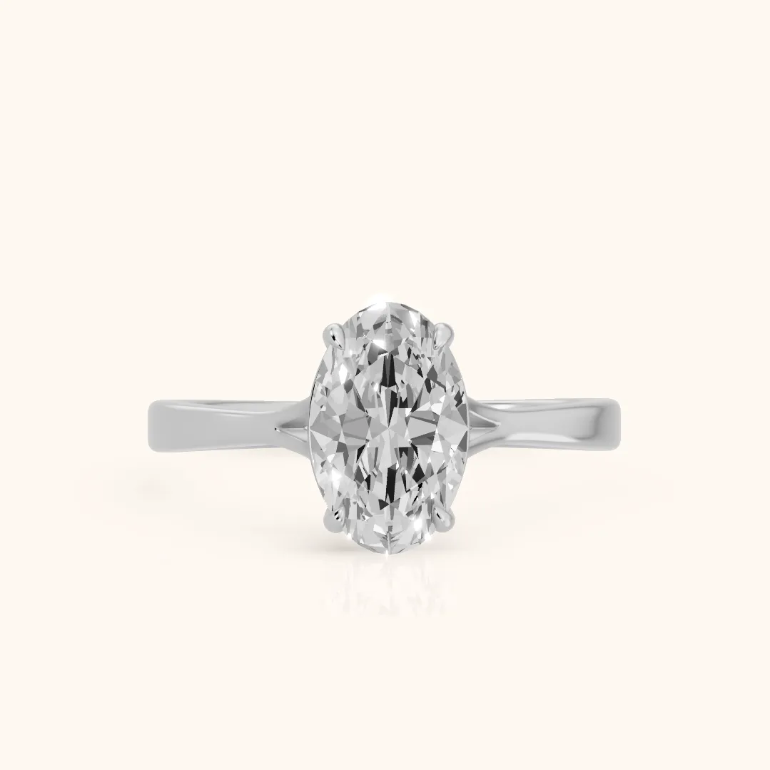 Anais Trellis Solitaire Oval Diamond Engagement Ring in Platinum — view 2