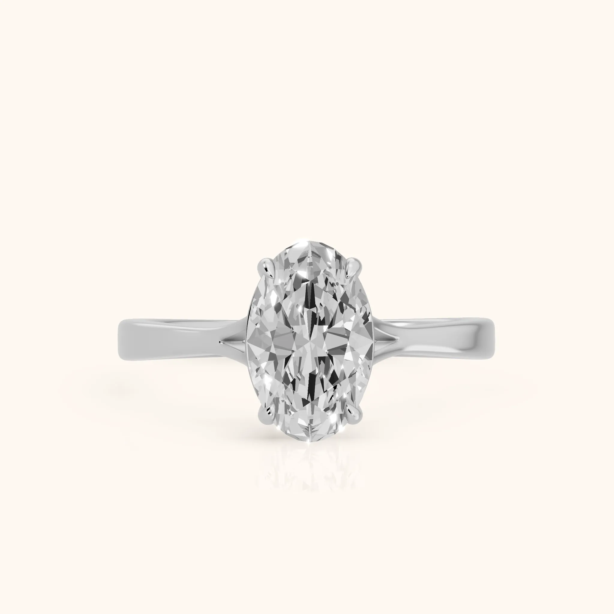 Anais Trellis Solitaire Oval Diamond Engagement Ring in Platinum — view 1