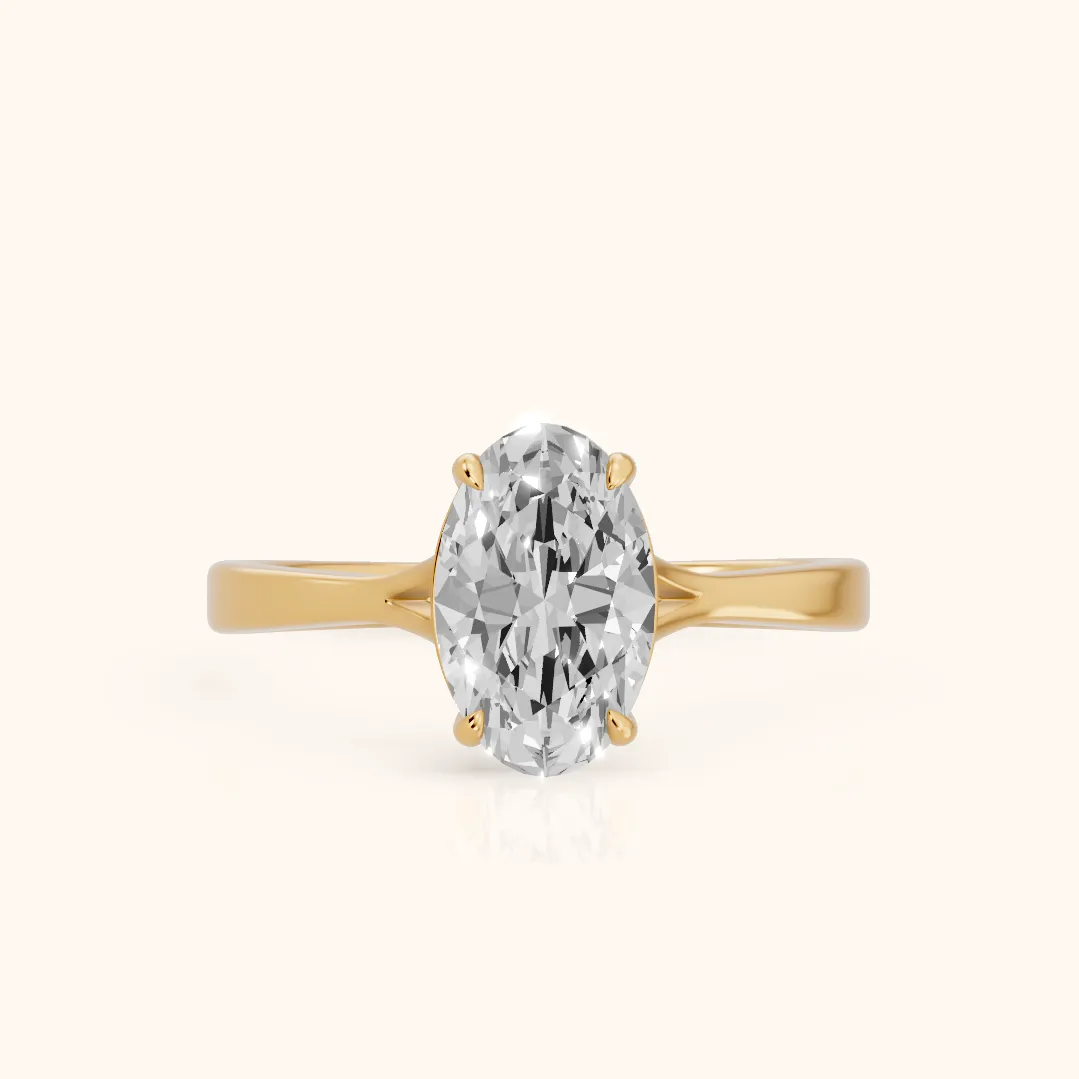 Anais Trellis Solitaire Oval Diamond Engagement Ring in Yellow Gold — view 2