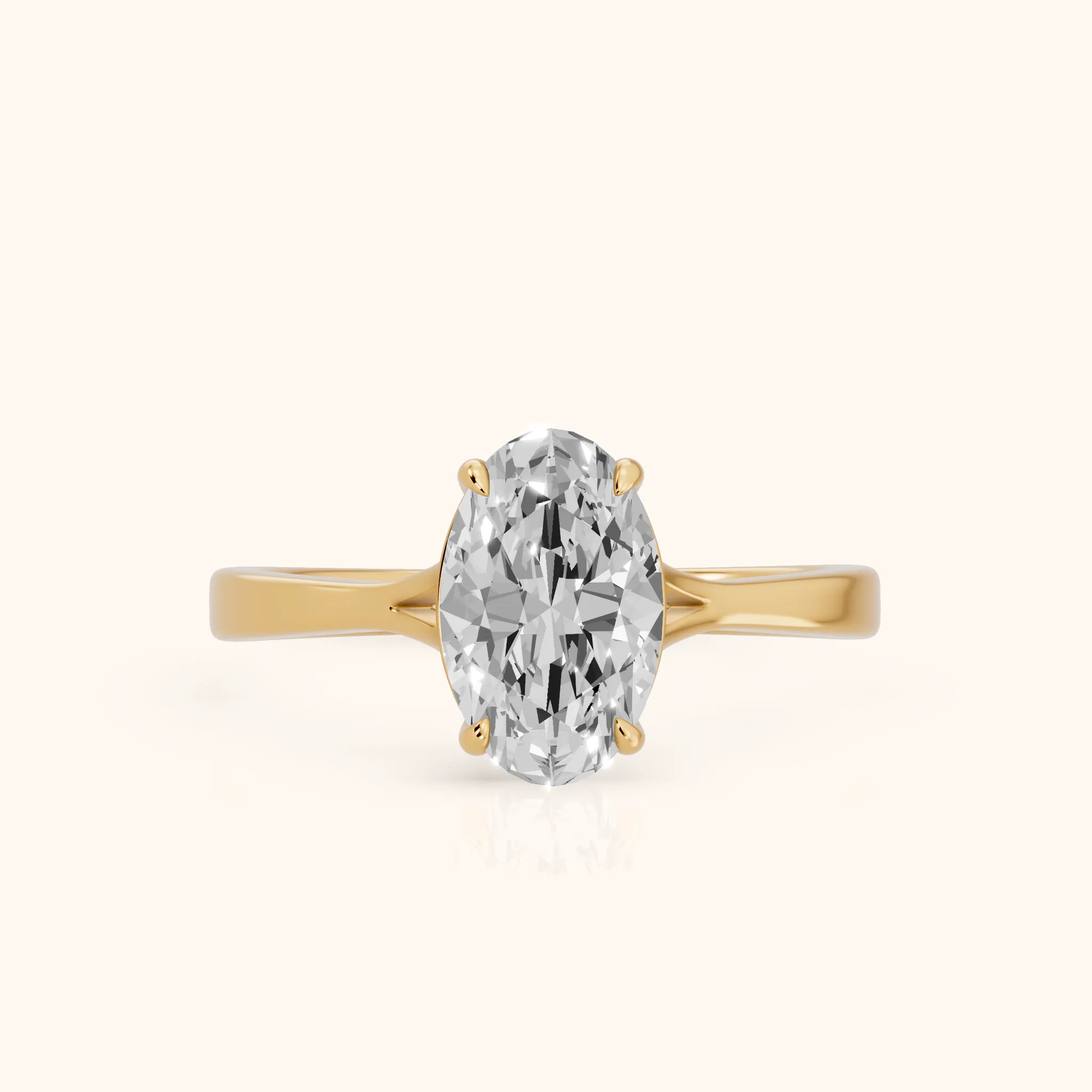 Anais Trellis Solitaire Oval Diamond Engagement Ring in Yellow Gold — view 1