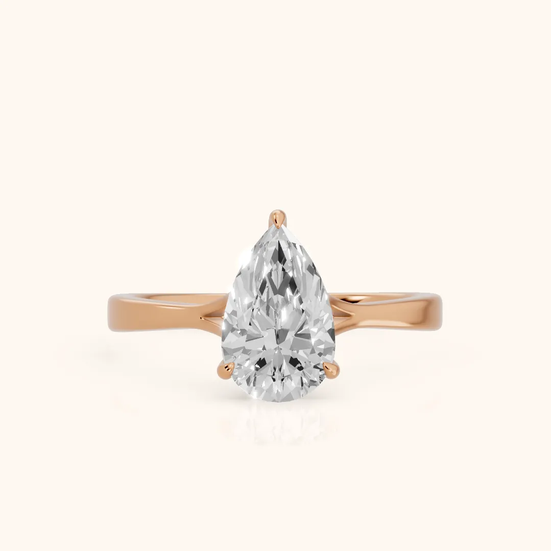 Anais Trellis Solitaire Pear Diamond Engagement Ring in Rose Gold — view 2