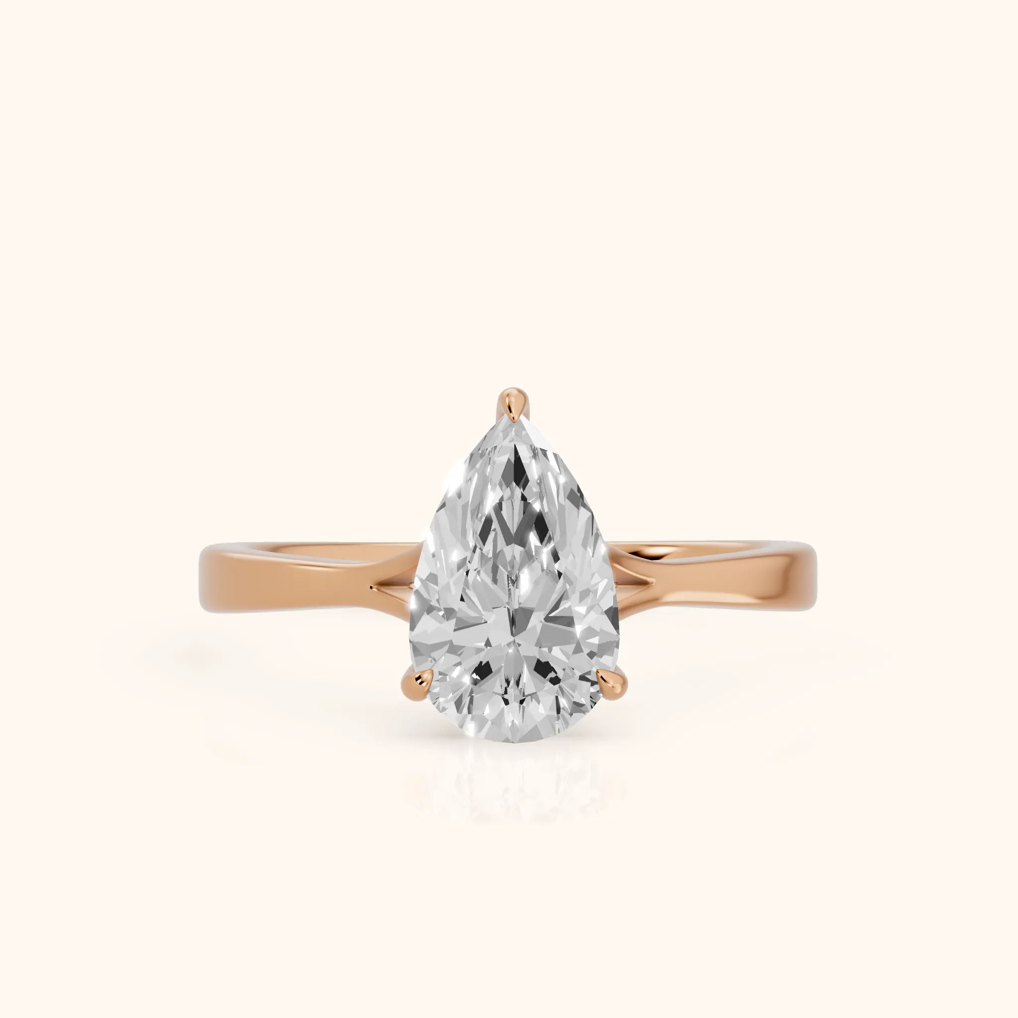 Anais Trellis Solitaire Pear Diamond Engagement Ring in Rose Gold — view 1
