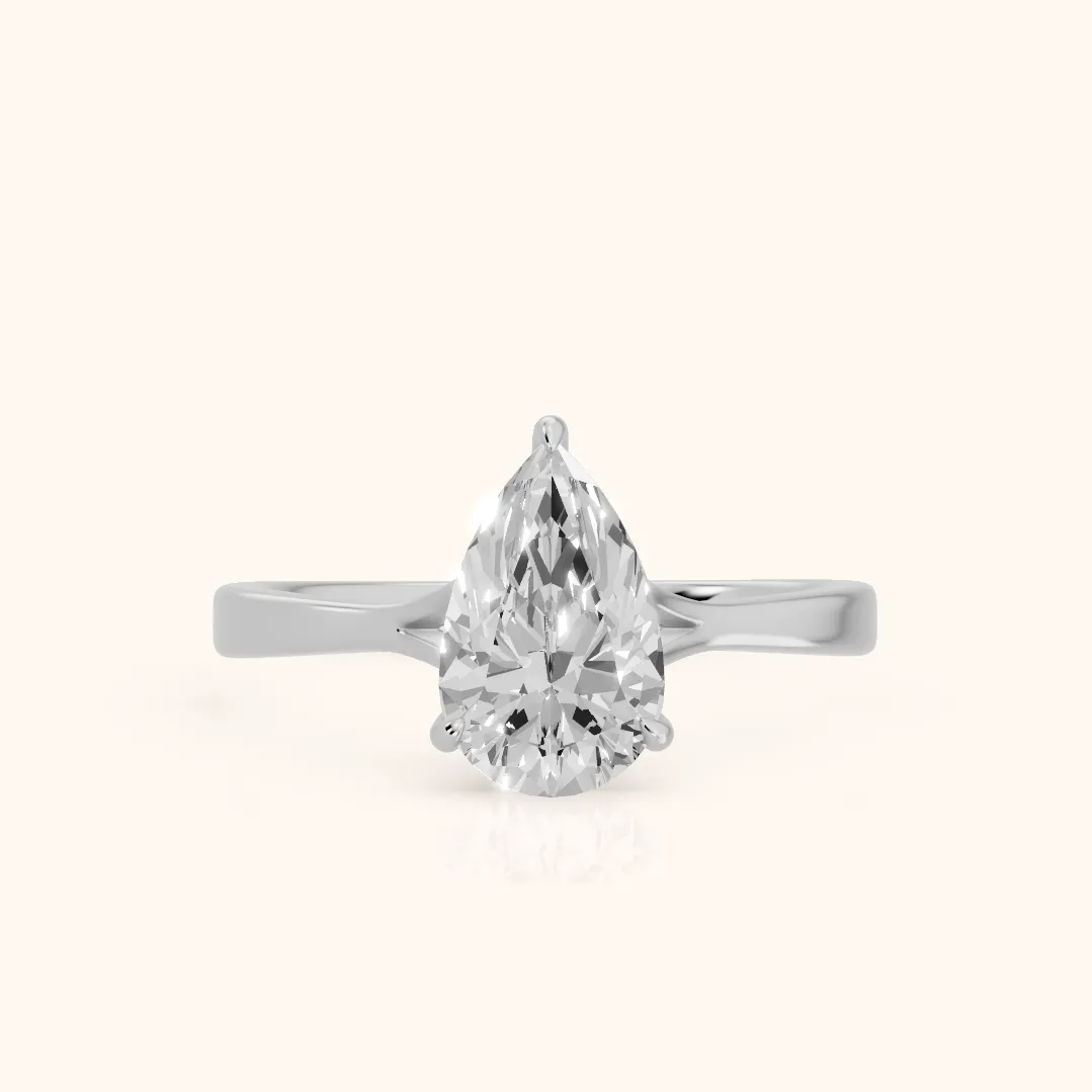 Anais Trellis Solitaire Pear Diamond Engagement Ring in Platinum — view 2