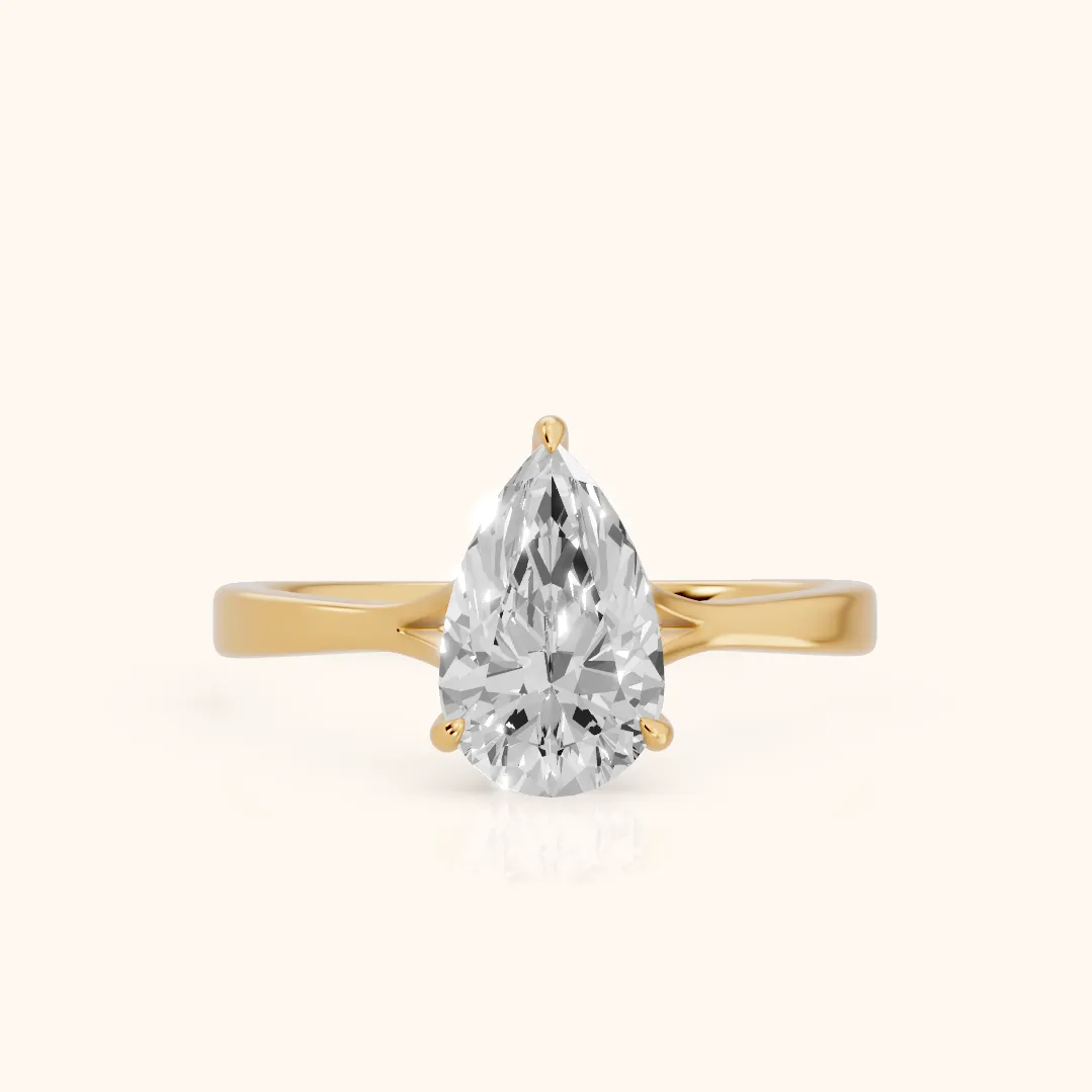 Anais Trellis Solitaire Pear Diamond Engagement Ring in Yellow Gold — view 2