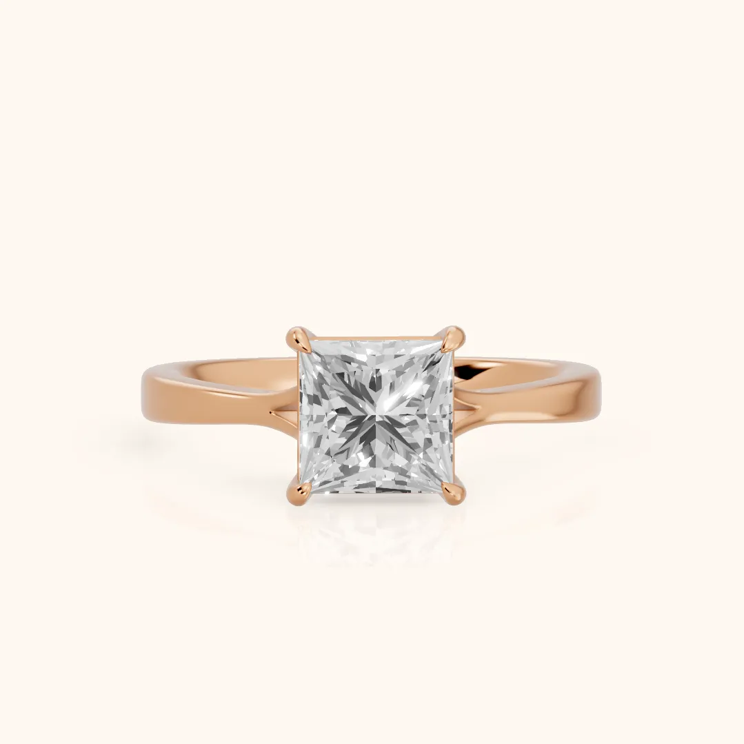 Anais Trellis Solitaire Princess Diamond Engagement Ring in Rose Gold — view 2
