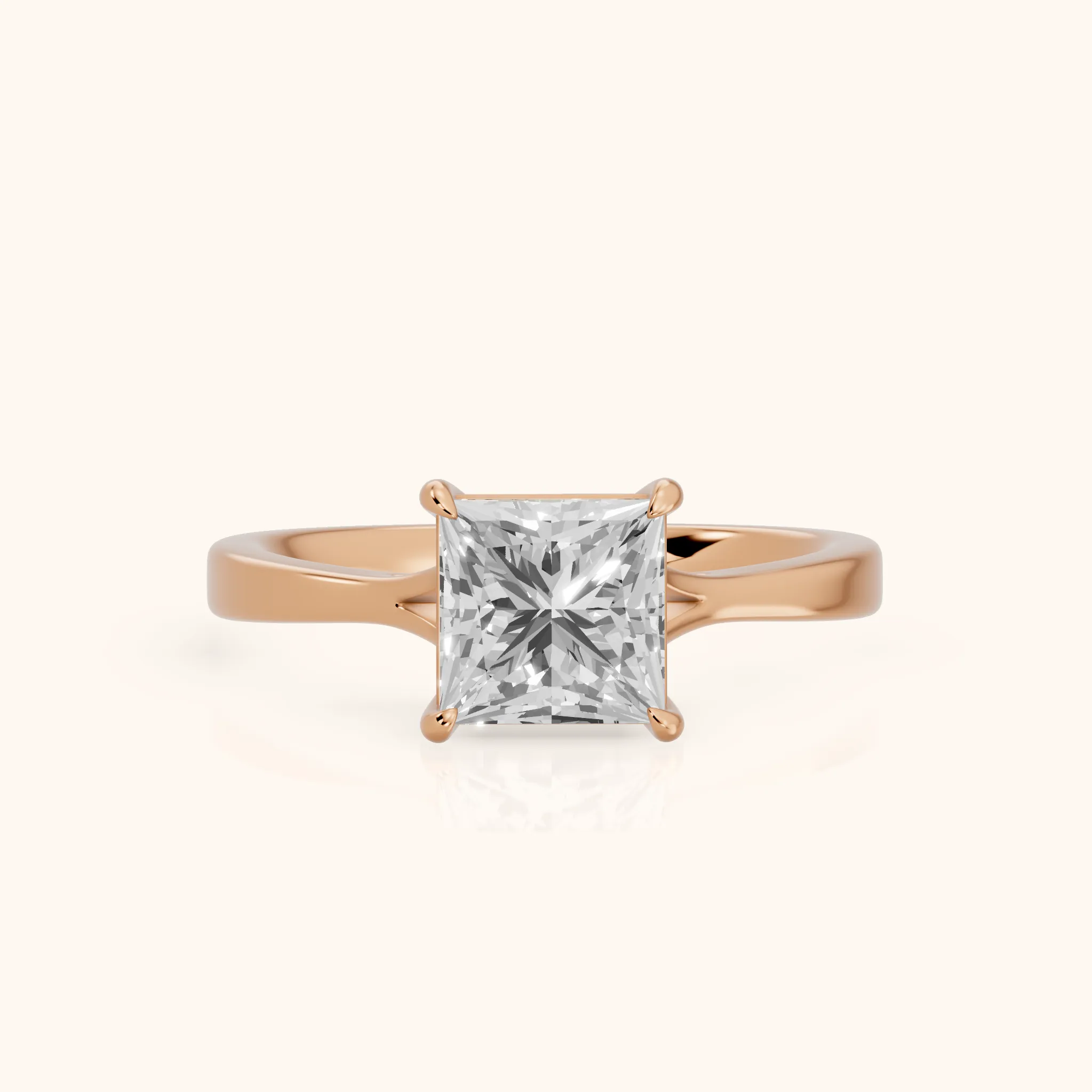 Anais Trellis Solitaire Princess Diamond Engagement Ring in Rose Gold — view 1