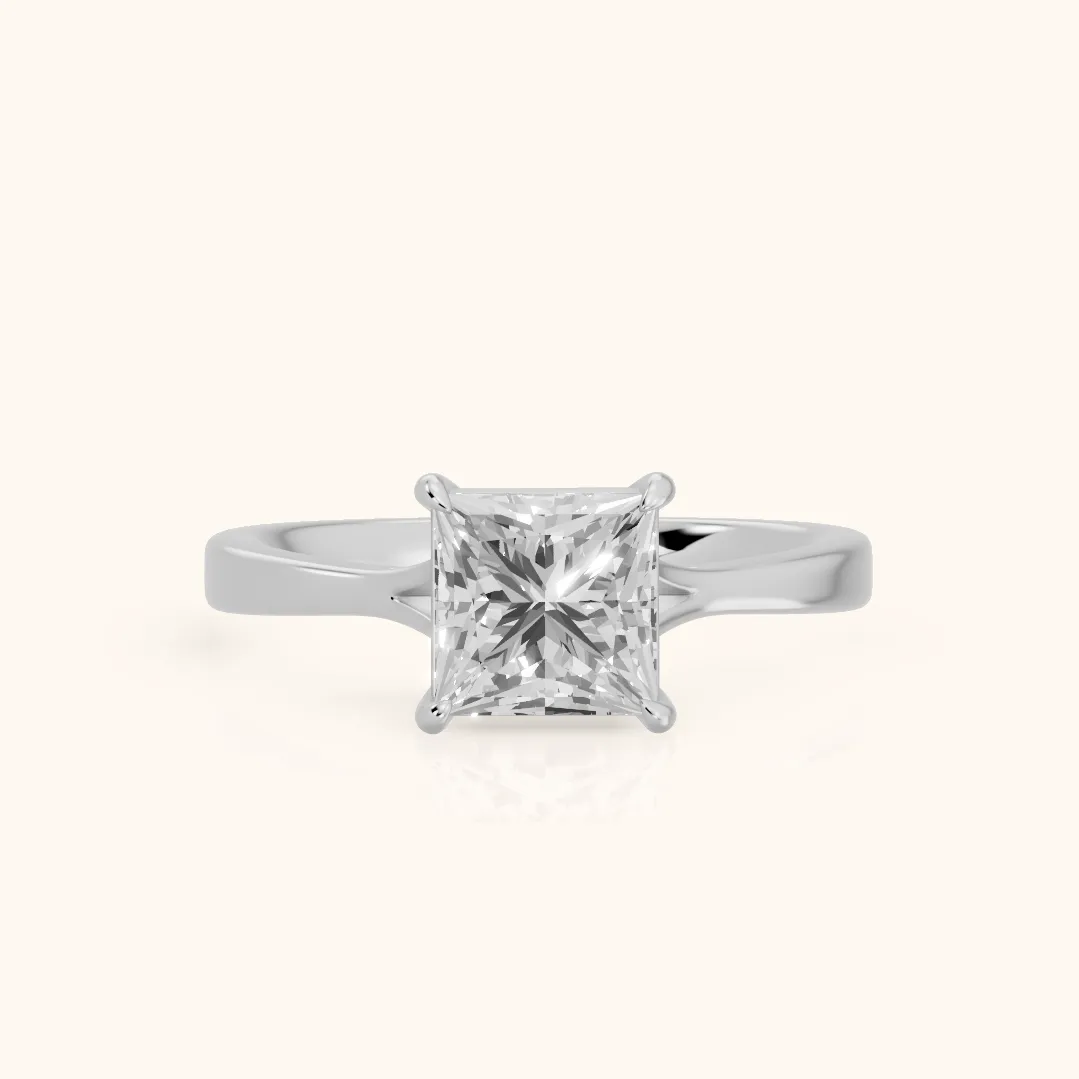 Anais Trellis Solitaire Princess Diamond Engagement Ring in Platinum — view 2
