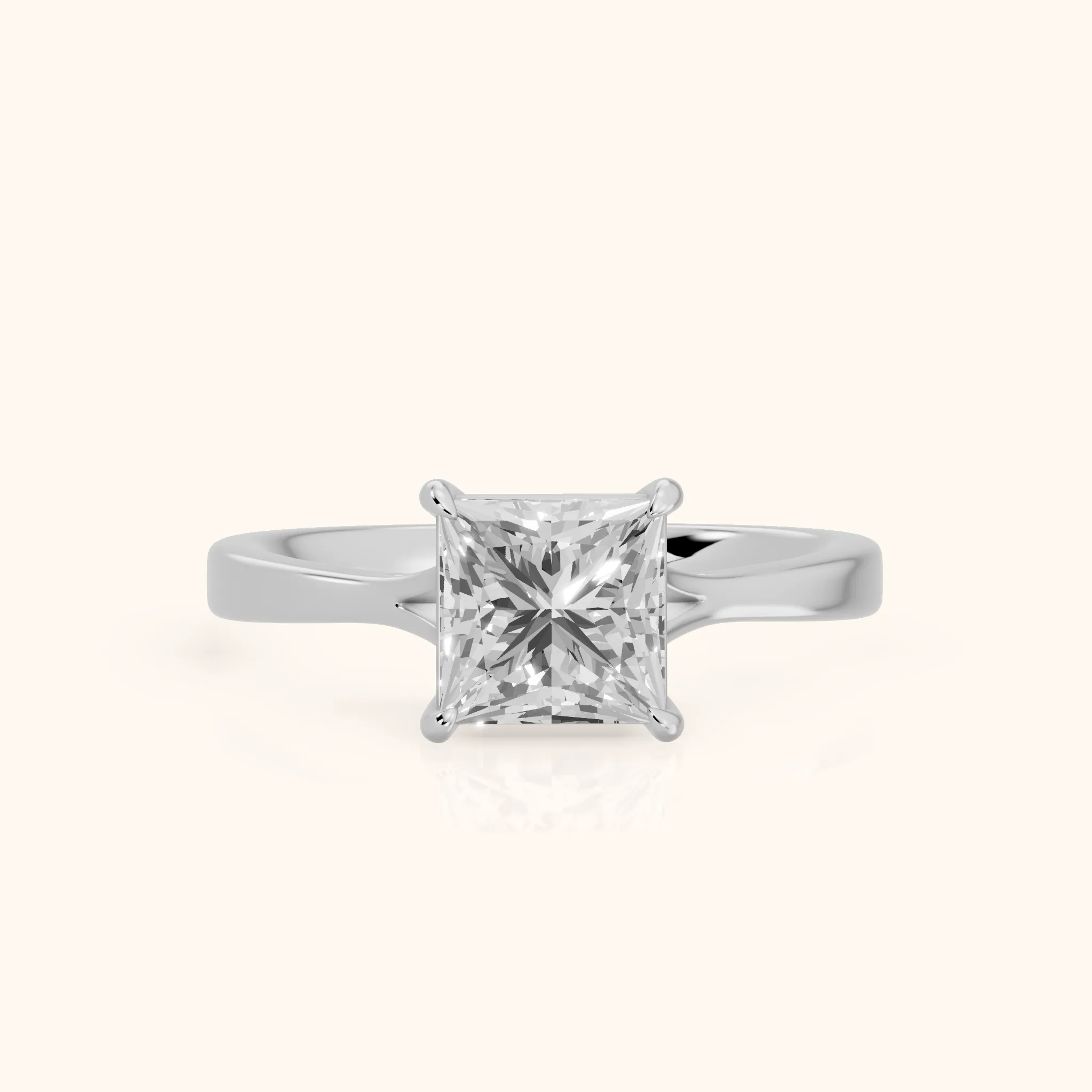 Anais Trellis Solitaire Princess Diamond Engagement Ring in Platinum — view 1