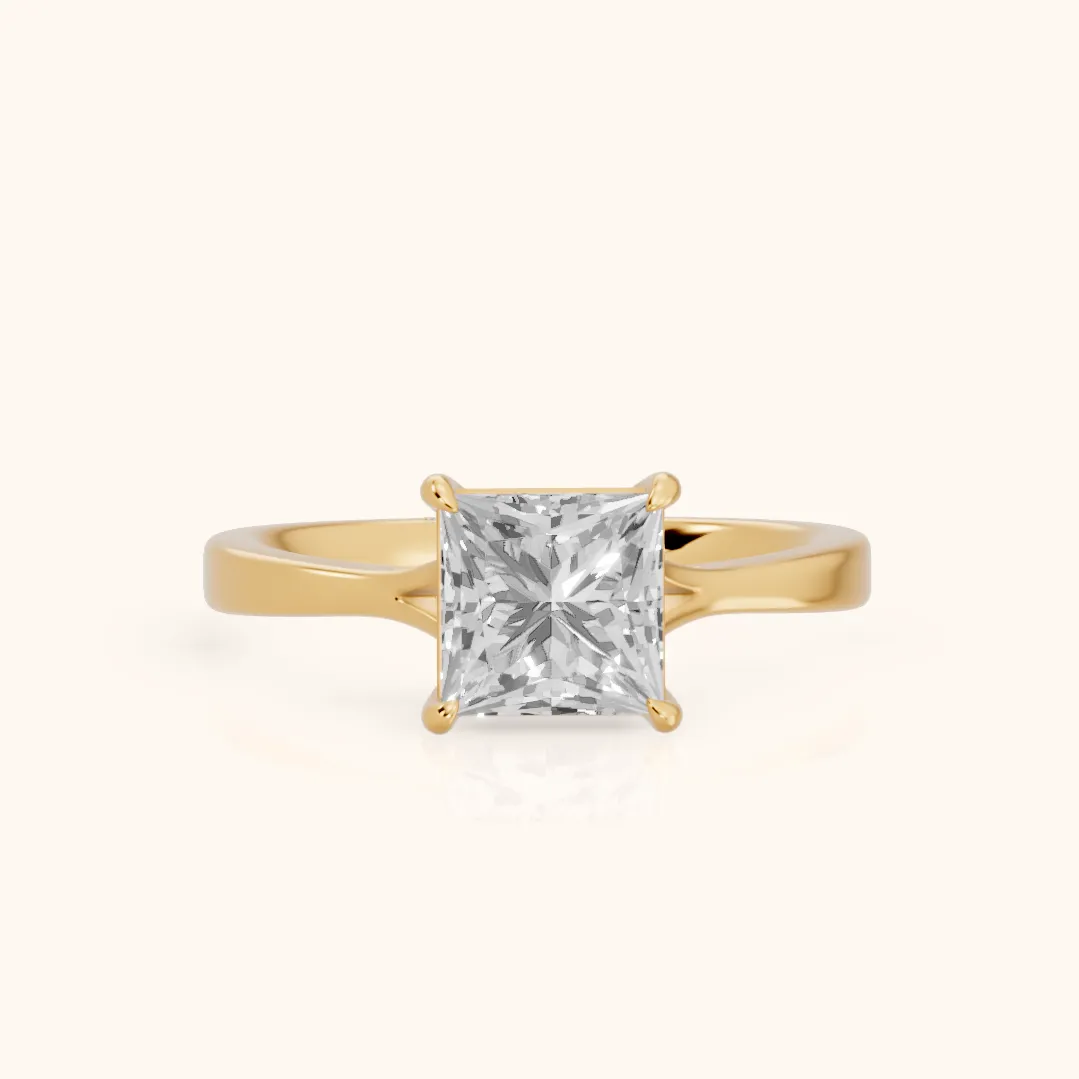 Anais Trellis Solitaire Princess Diamond Engagement Ring in Yellow Gold — view 2