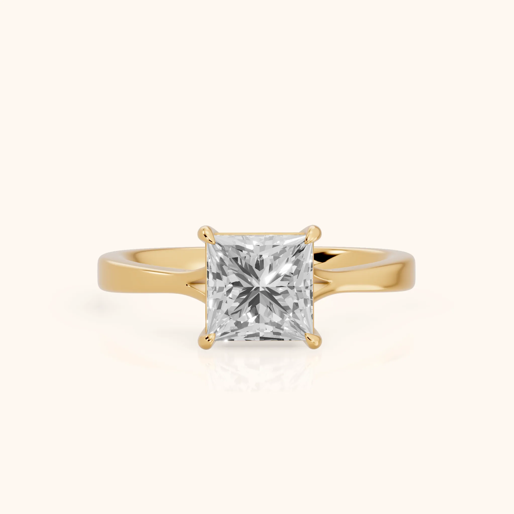 Anais Trellis Solitaire Princess Diamond Engagement Ring in Yellow Gold — view 1