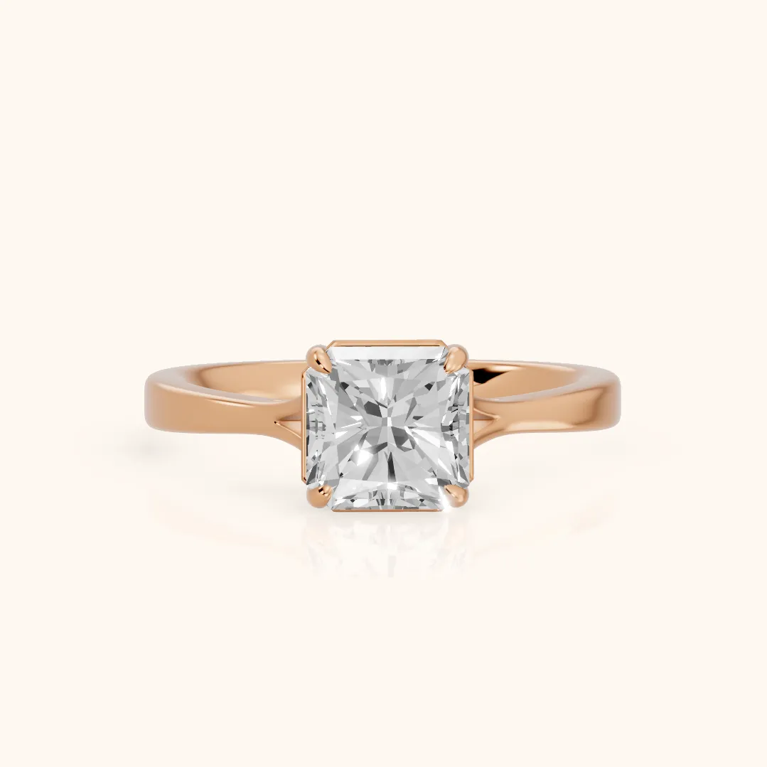 Anais Trellis Solitaire Radiant Diamond Engagement Ring in Rose Gold — view 2
