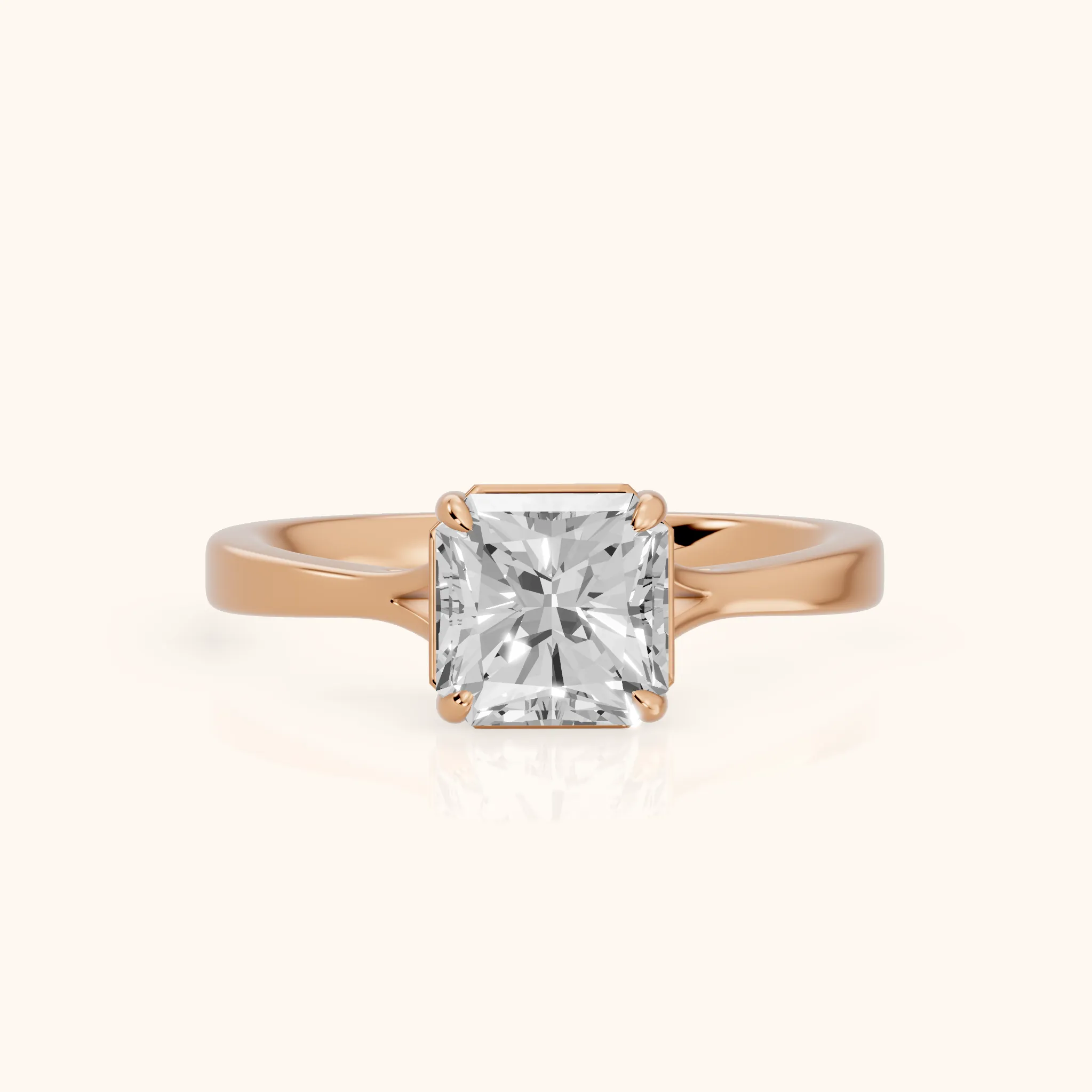 Anais Trellis Solitaire Radiant Diamond Engagement Ring in Rose Gold — view 1