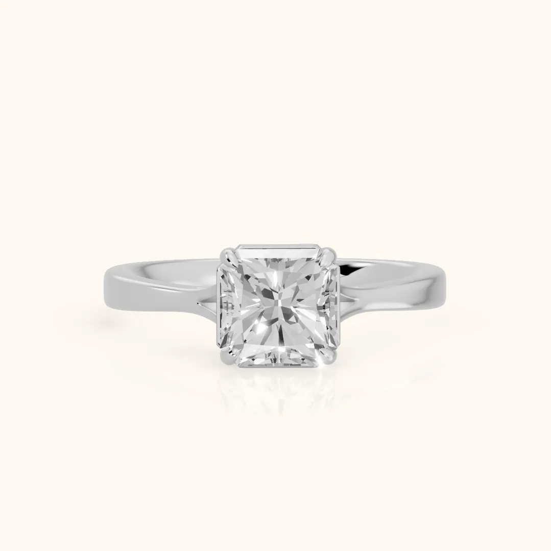 Anais Trellis Solitaire Radiant Diamond Engagement Ring in Platinum — view 2