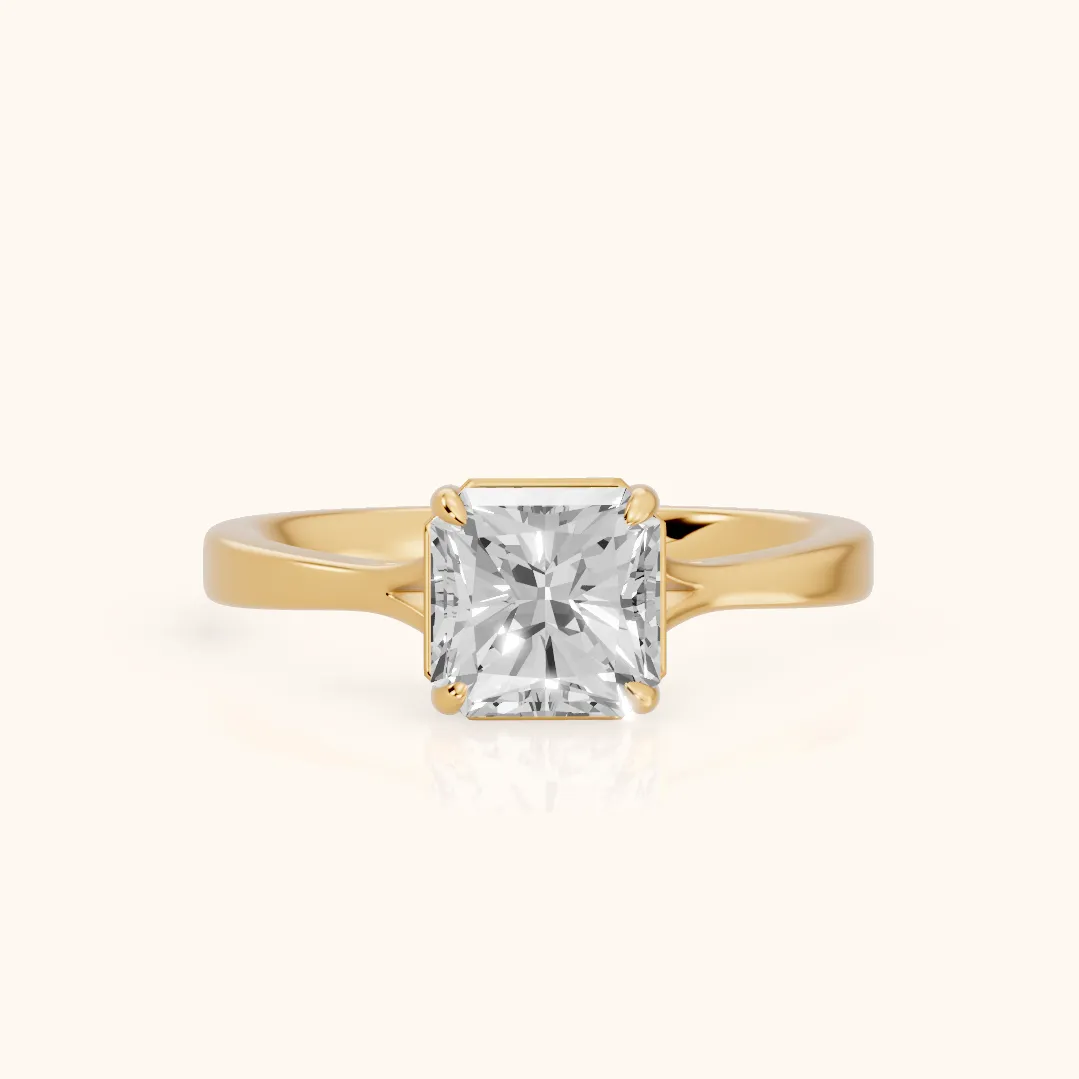Anais Trellis Solitaire Radiant Diamond Engagement Ring in Yellow Gold — view 2