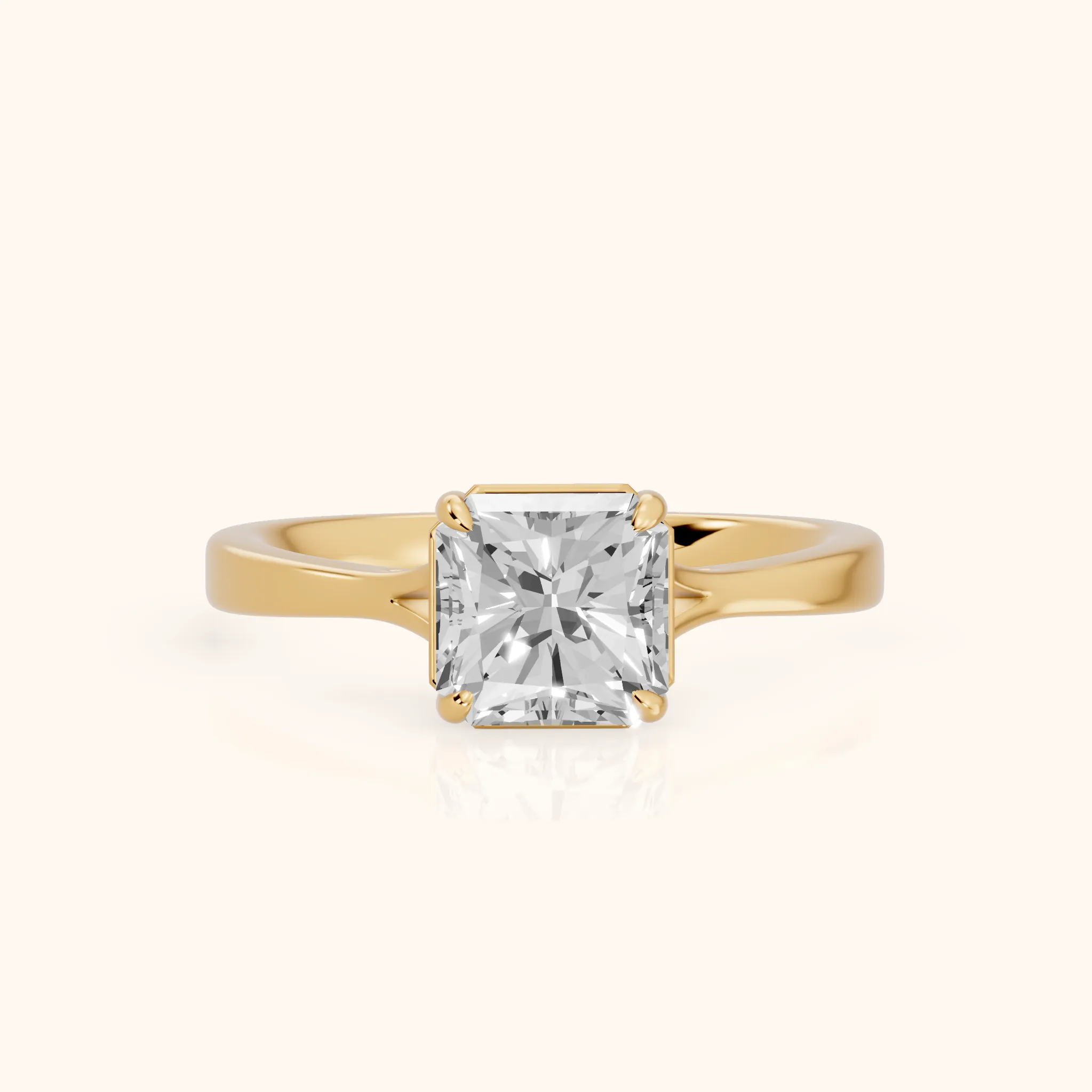Anais Trellis Solitaire Radiant Diamond Engagement Ring in Yellow Gold — view 1