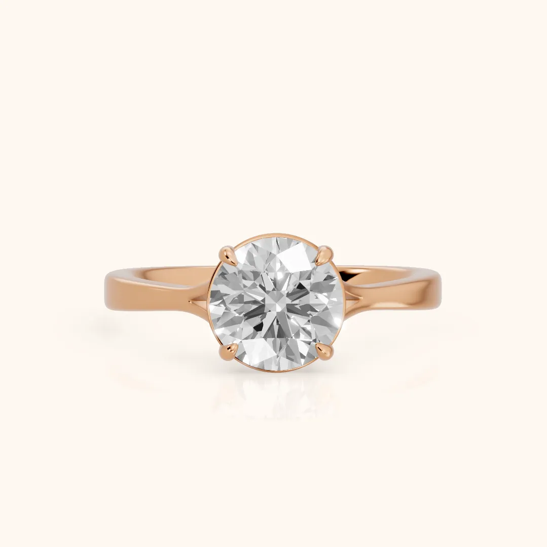 Anais Trellis Solitaire Round Diamond Engagement Ring in Rose Gold — view 2